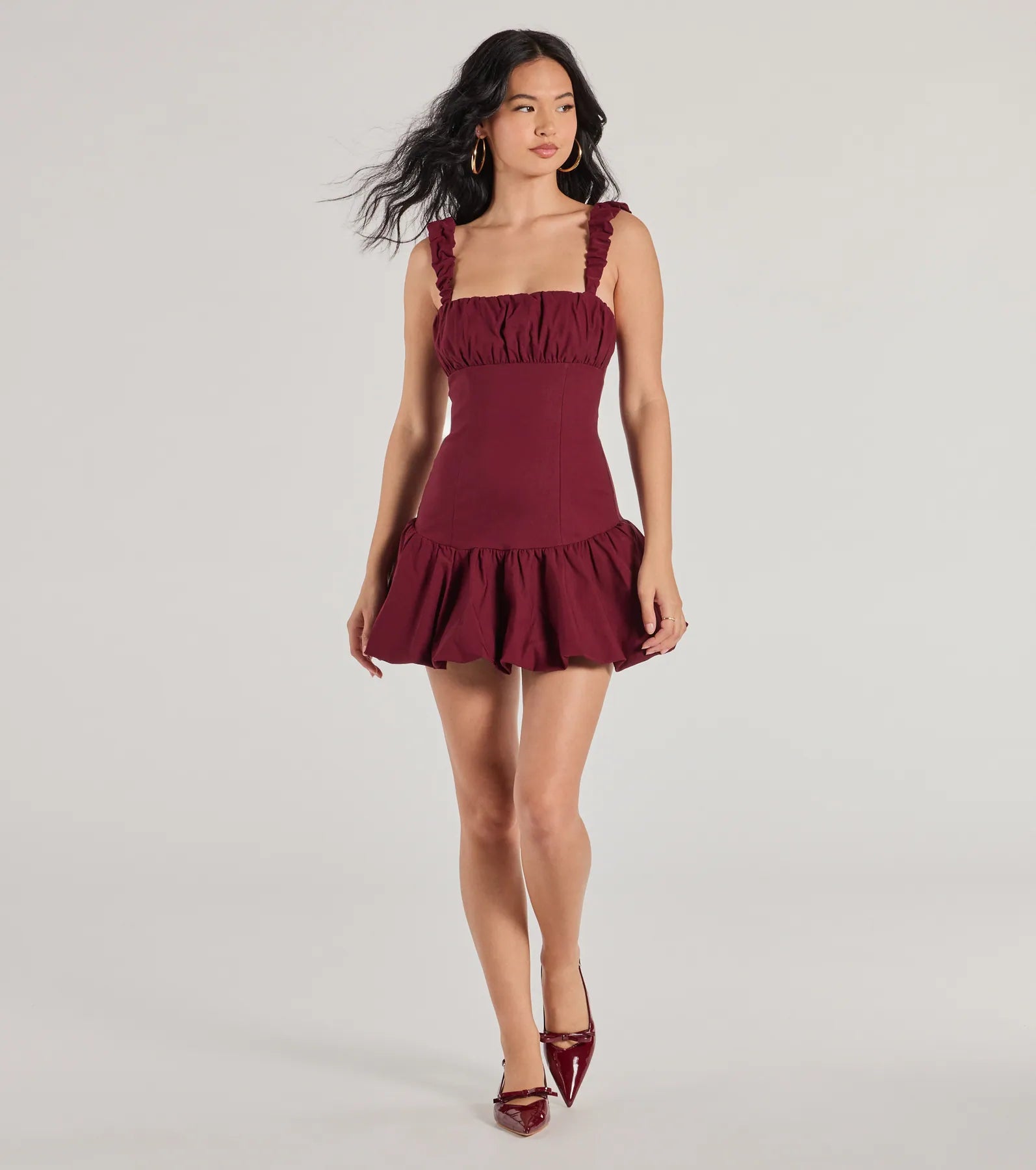 Adorable Aura Drop Waist Bubble Hem Skater Dress