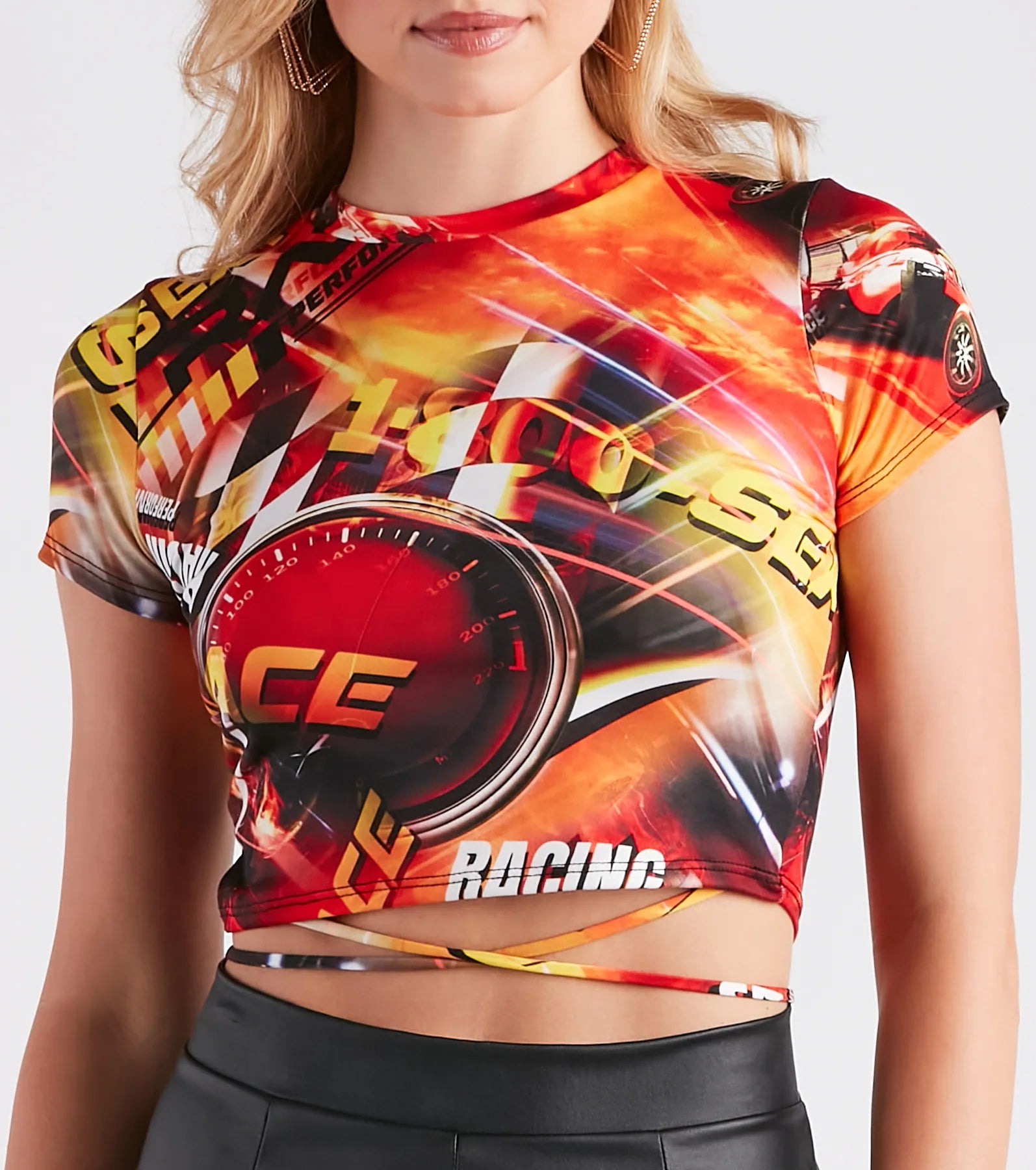 Race To The Finish Graphic Crop Top