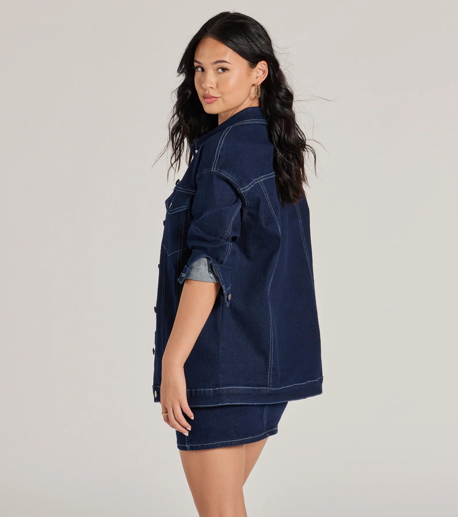 Admirable Aesthetic Oversized Long Sleeve Denim Shacket