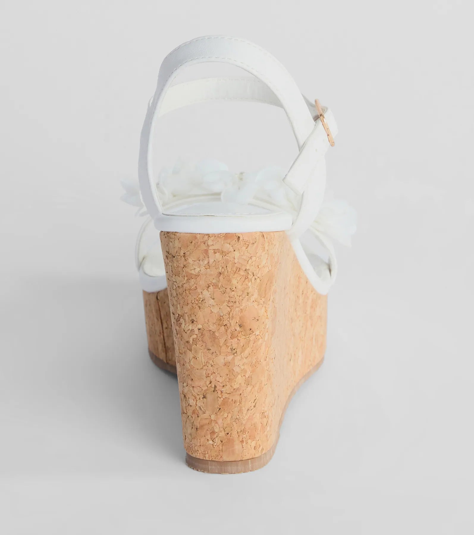 Whimsical Touch Pearl Flower Strap Cork Wedges