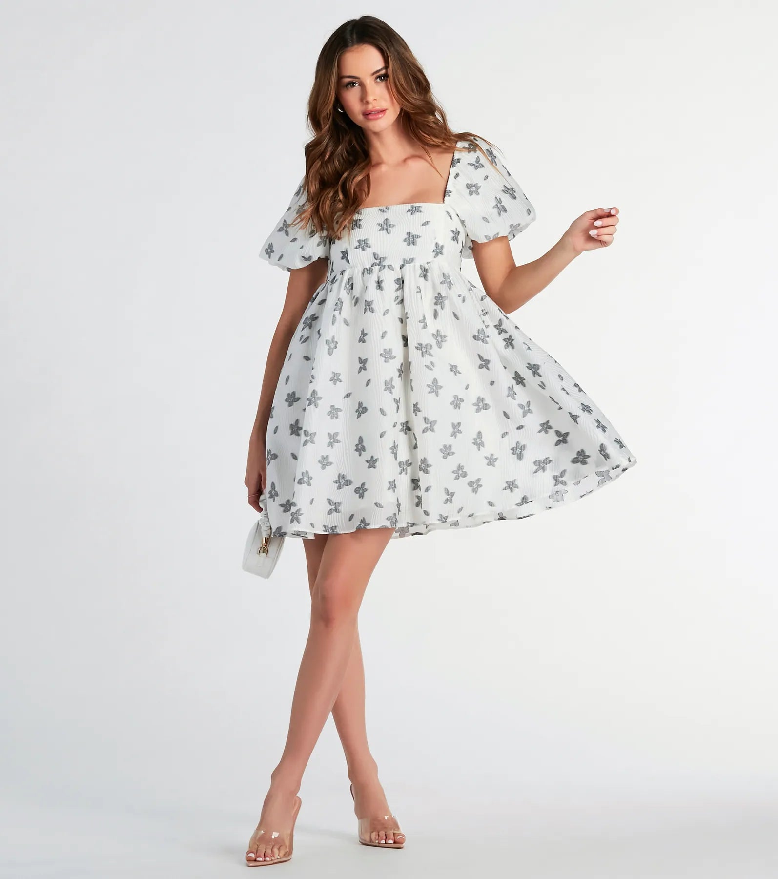 Ever So Charmed Puff Sleeve Floral Babydoll Dress