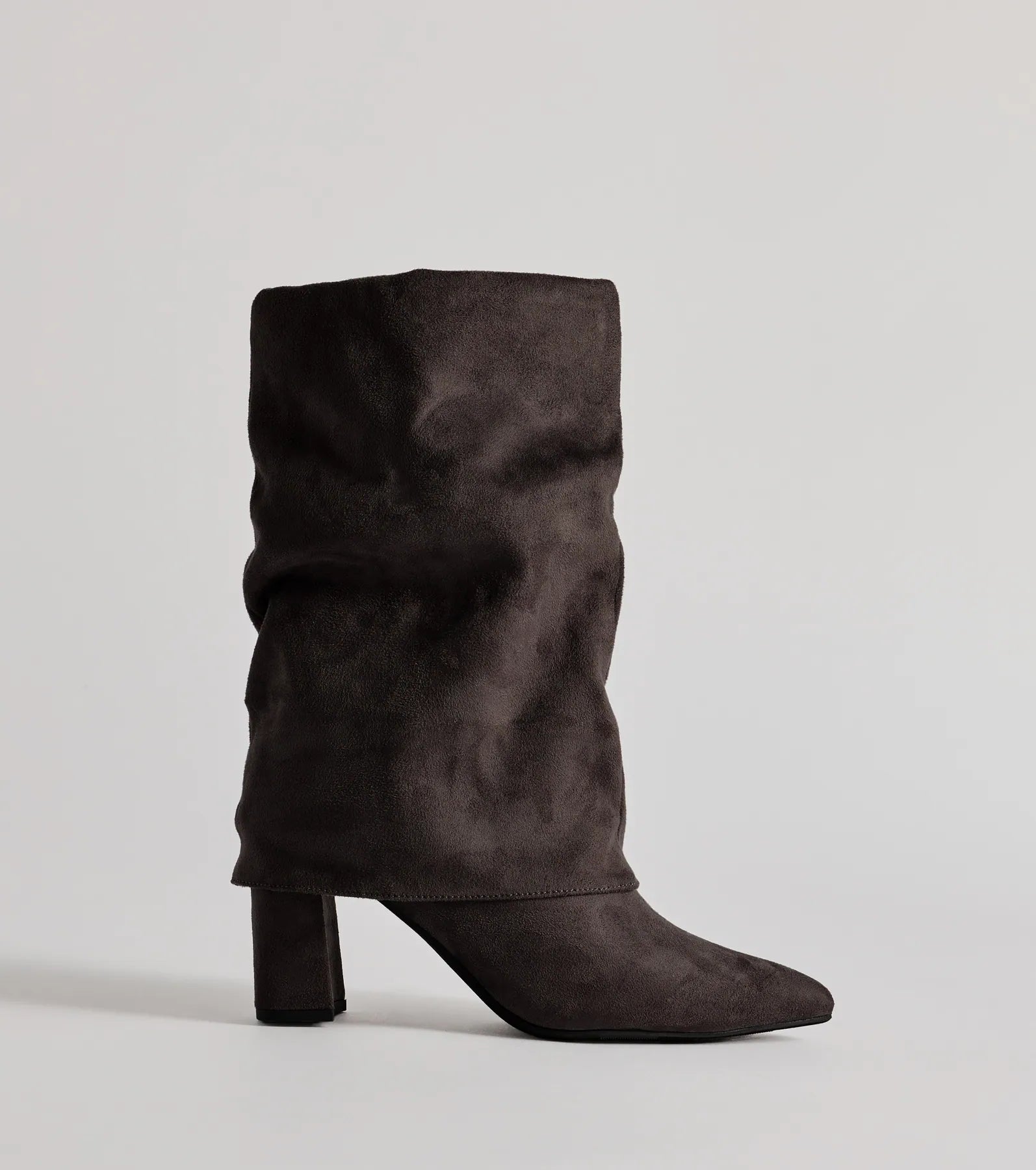 Fab Faux Suede Fold-Over Mid-Calf Boots