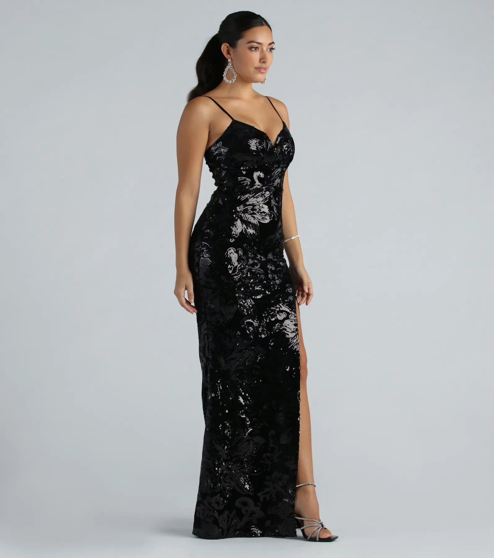 Sandy Formal Velvet Sequin Mermaid Dress