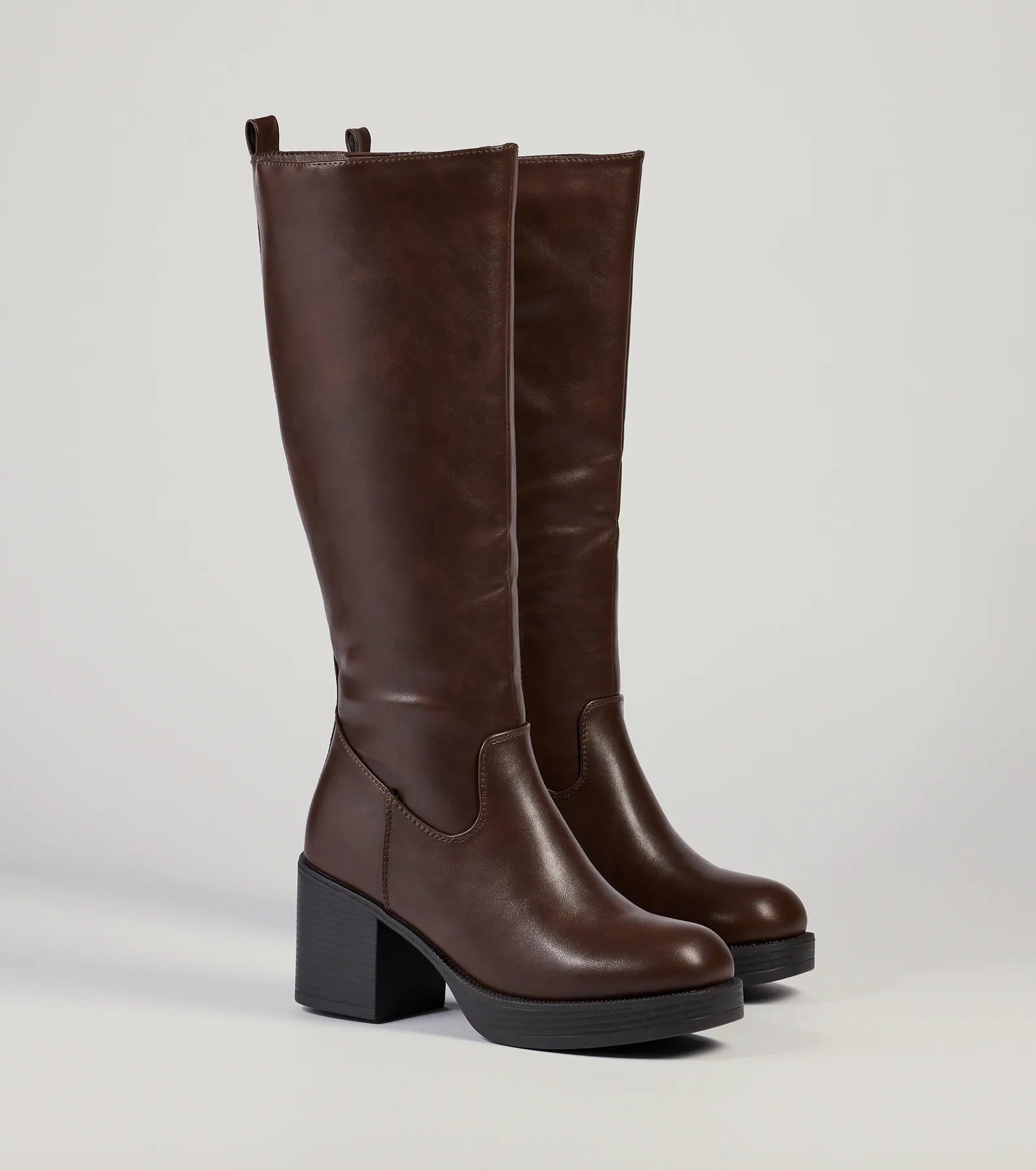 Edgy Chic Under-The-Knee Moto Platform Boots