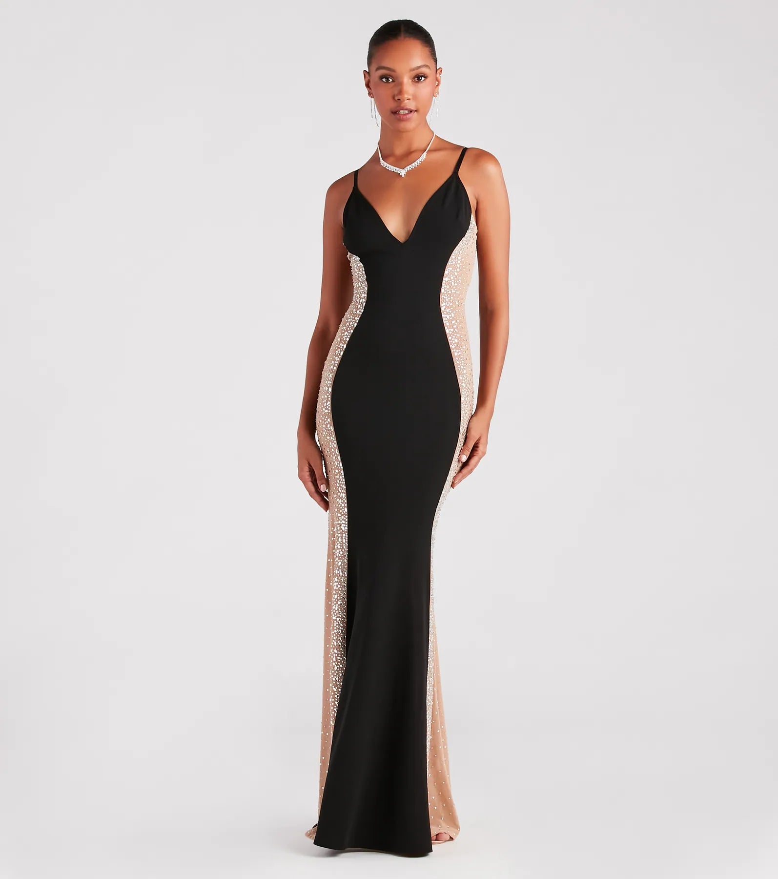 Jemma Rhinestone Sheer Mesh Formal Mermaid Dress