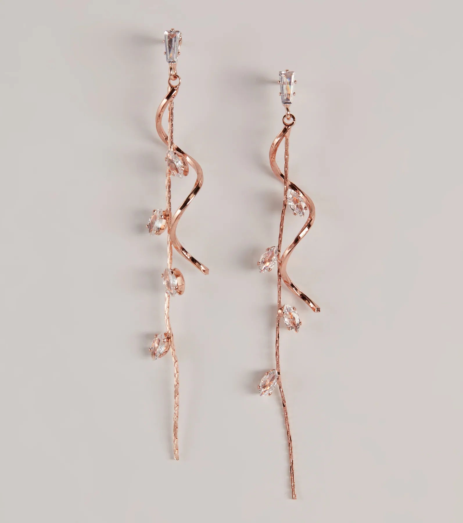 Glow For You Rhinestone Linear Twist Earrings