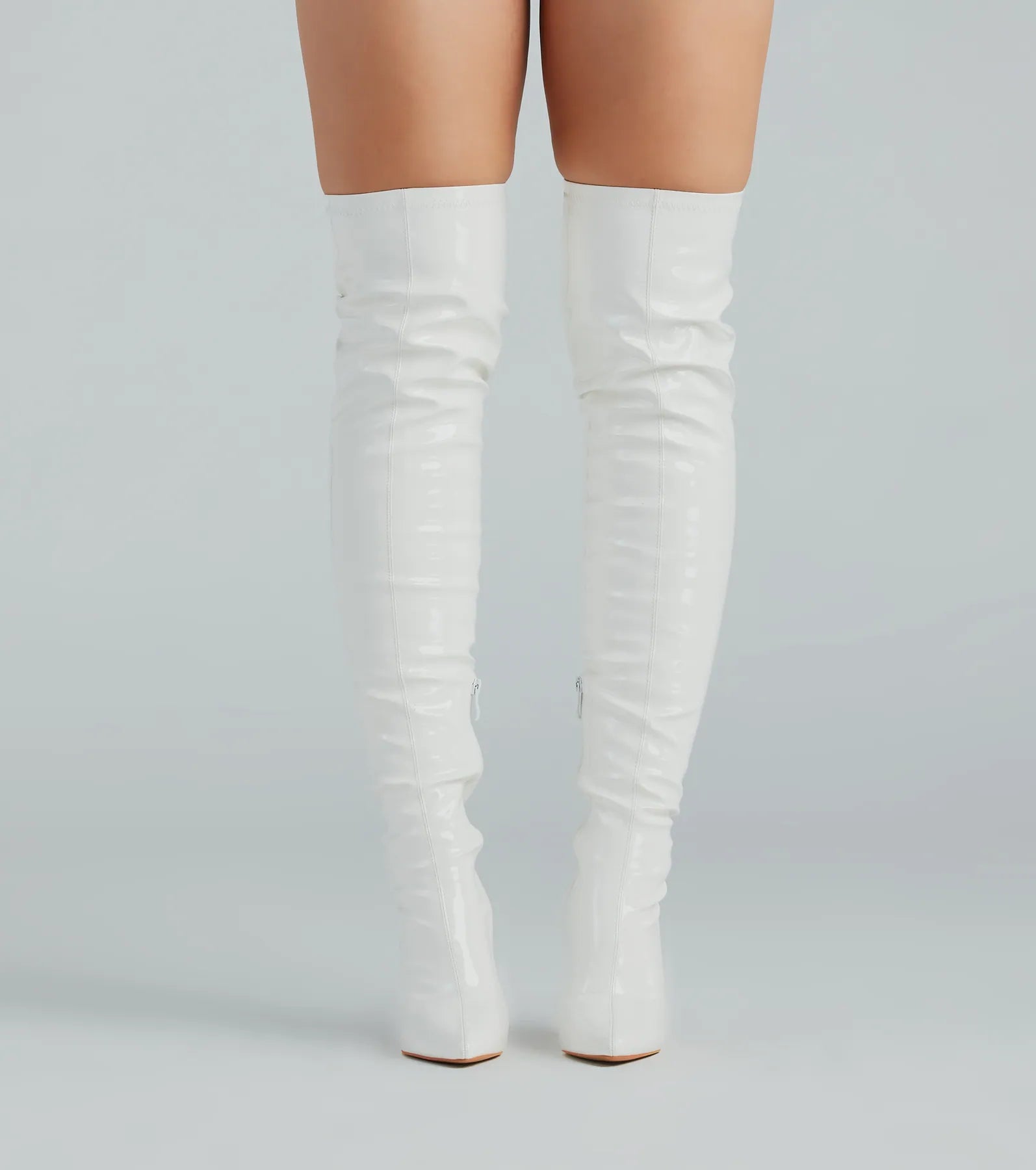 High Standards Patent Thigh-High Stiletto Boots