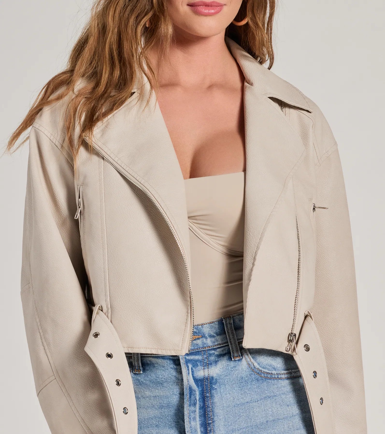 Modern Icon Oversized Faux Leather Belted Moto Jacket