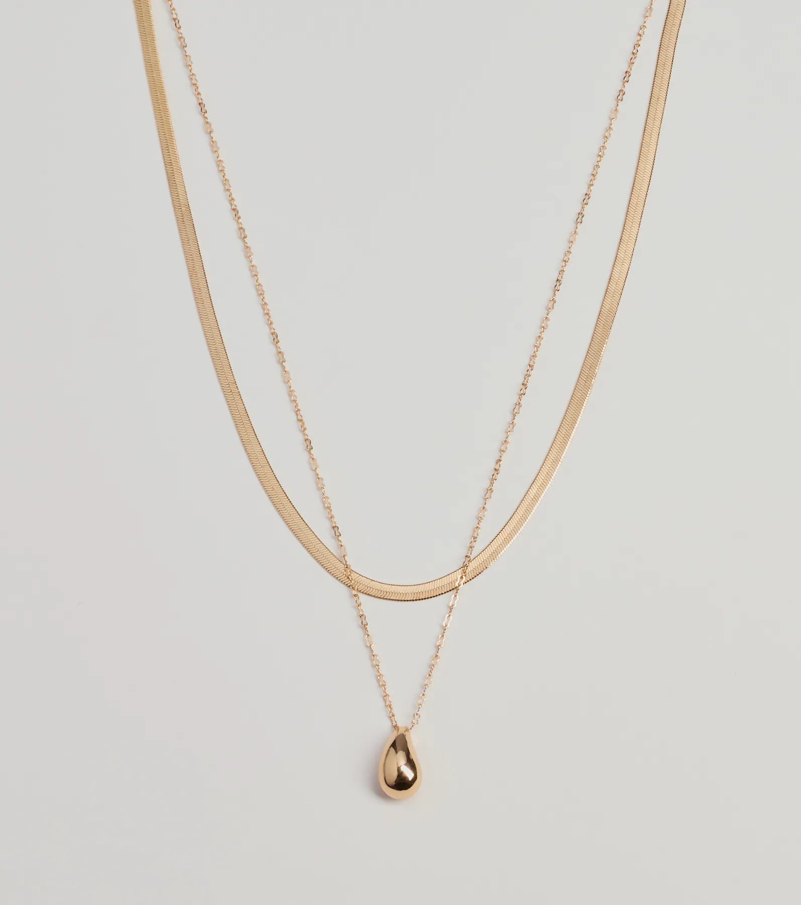 Luxe Layered Teardrop Charm Necklace