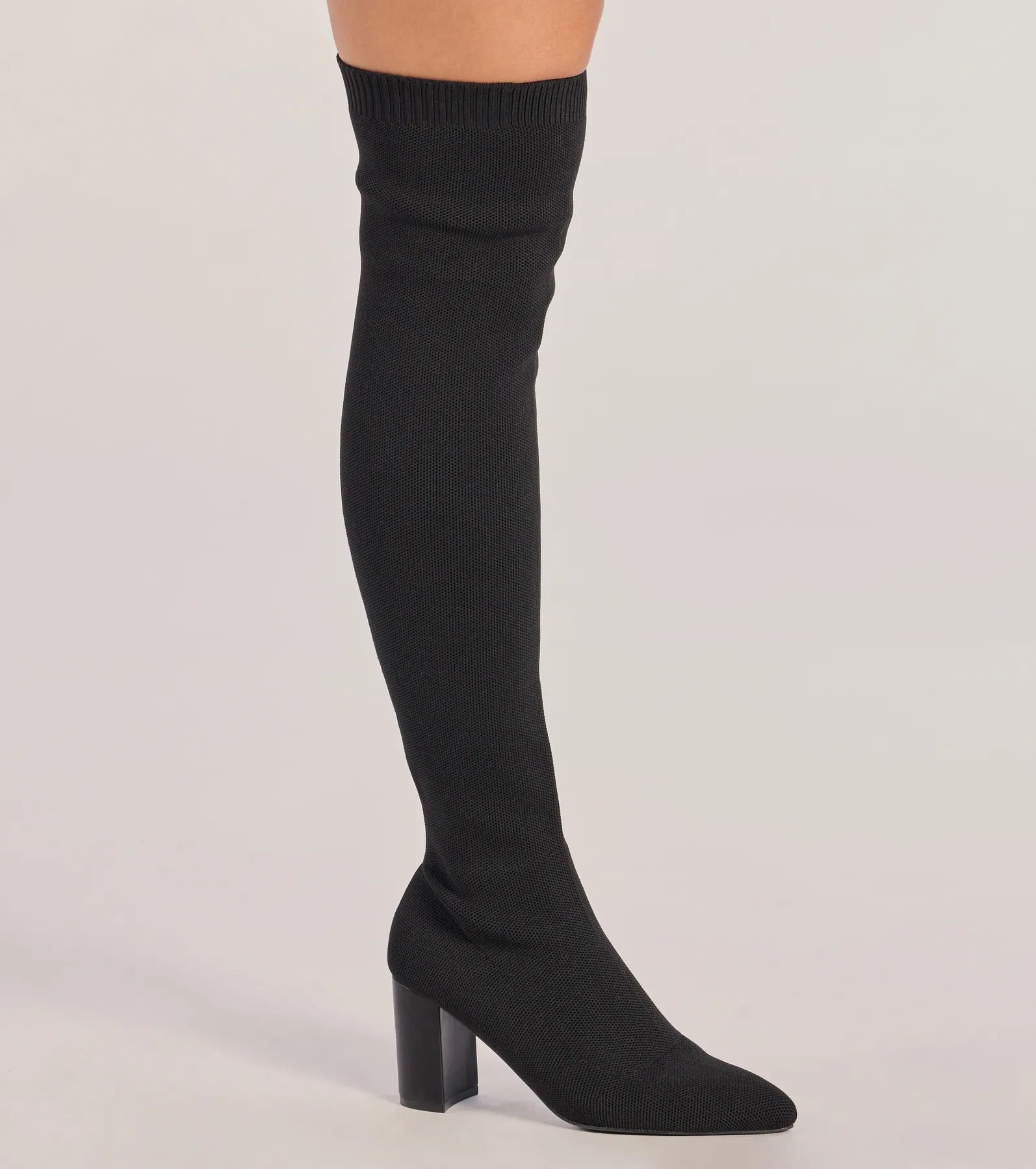 Chic Stride Knit Over-The-Knee Boots