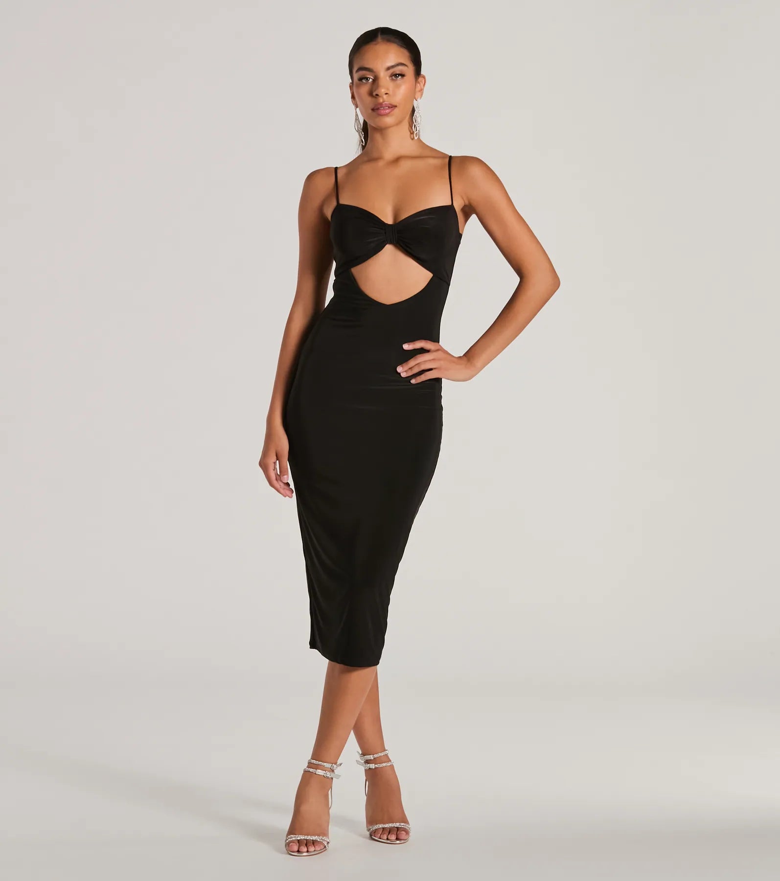 Treat Yourself Sleeveless Bow Cutout Midi Dress