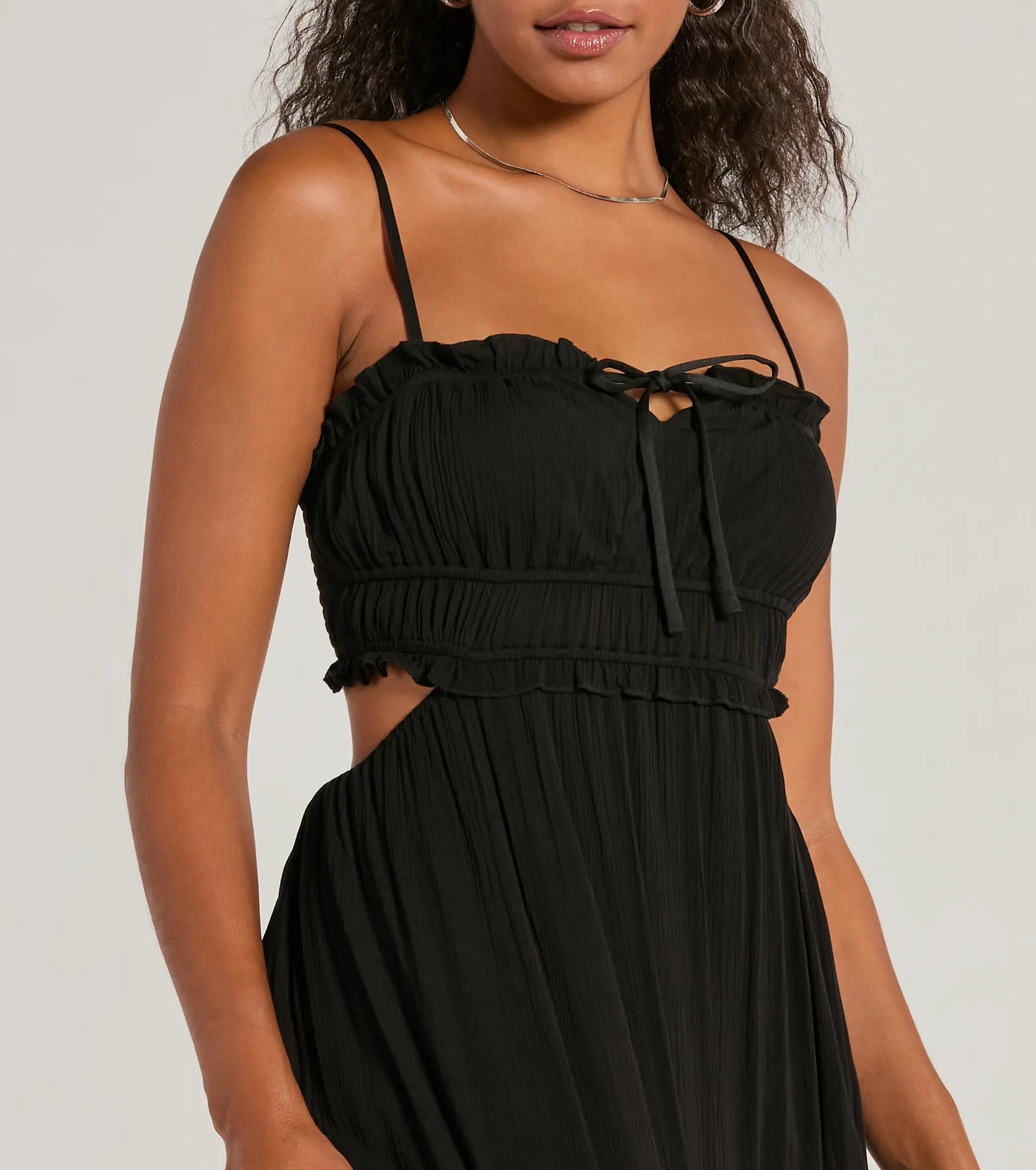 Breezy Look Ruffled Cutout Woven Maxi Dress