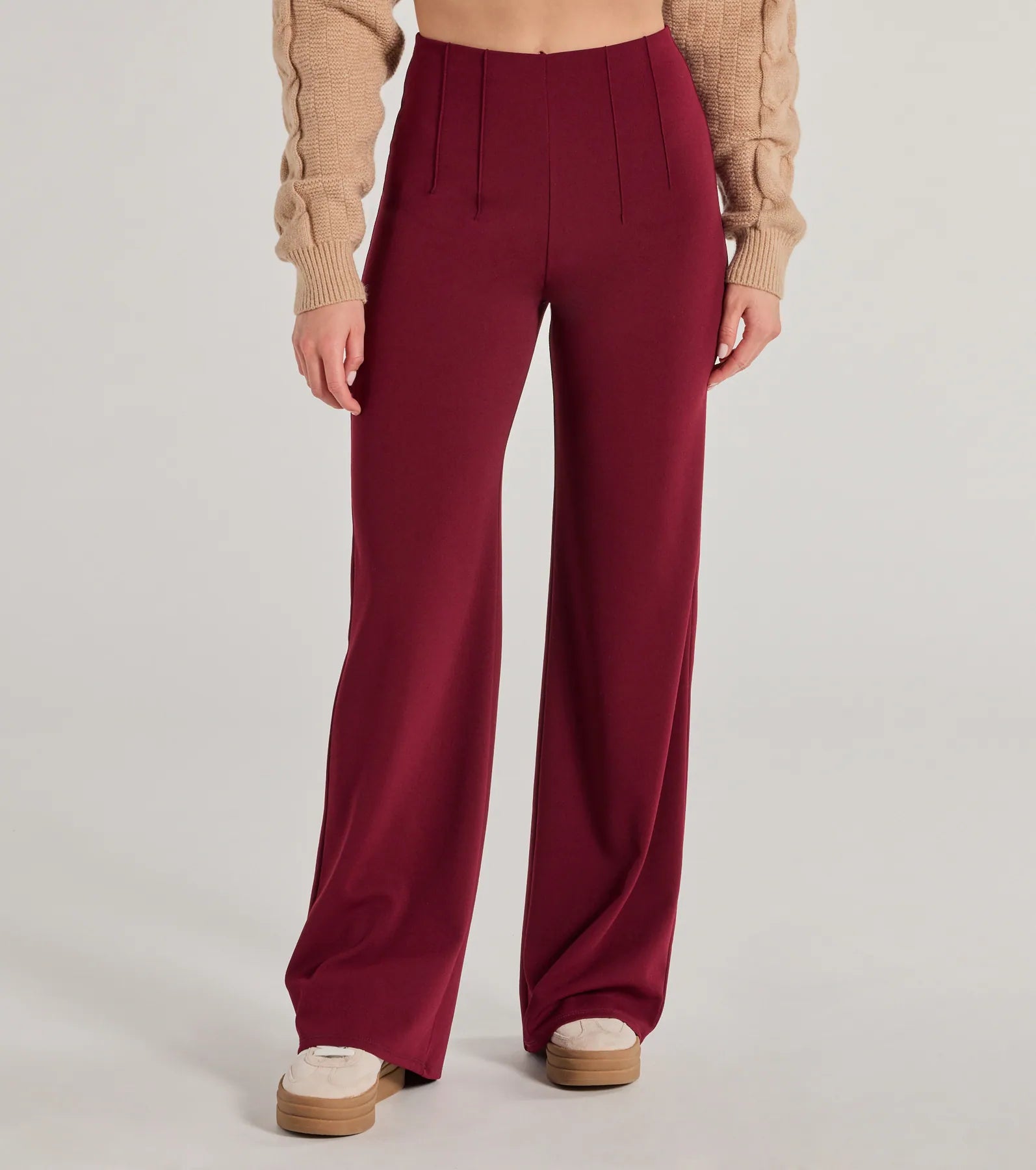 Stylish Impression High Rise Straight Leg Trouser Pants