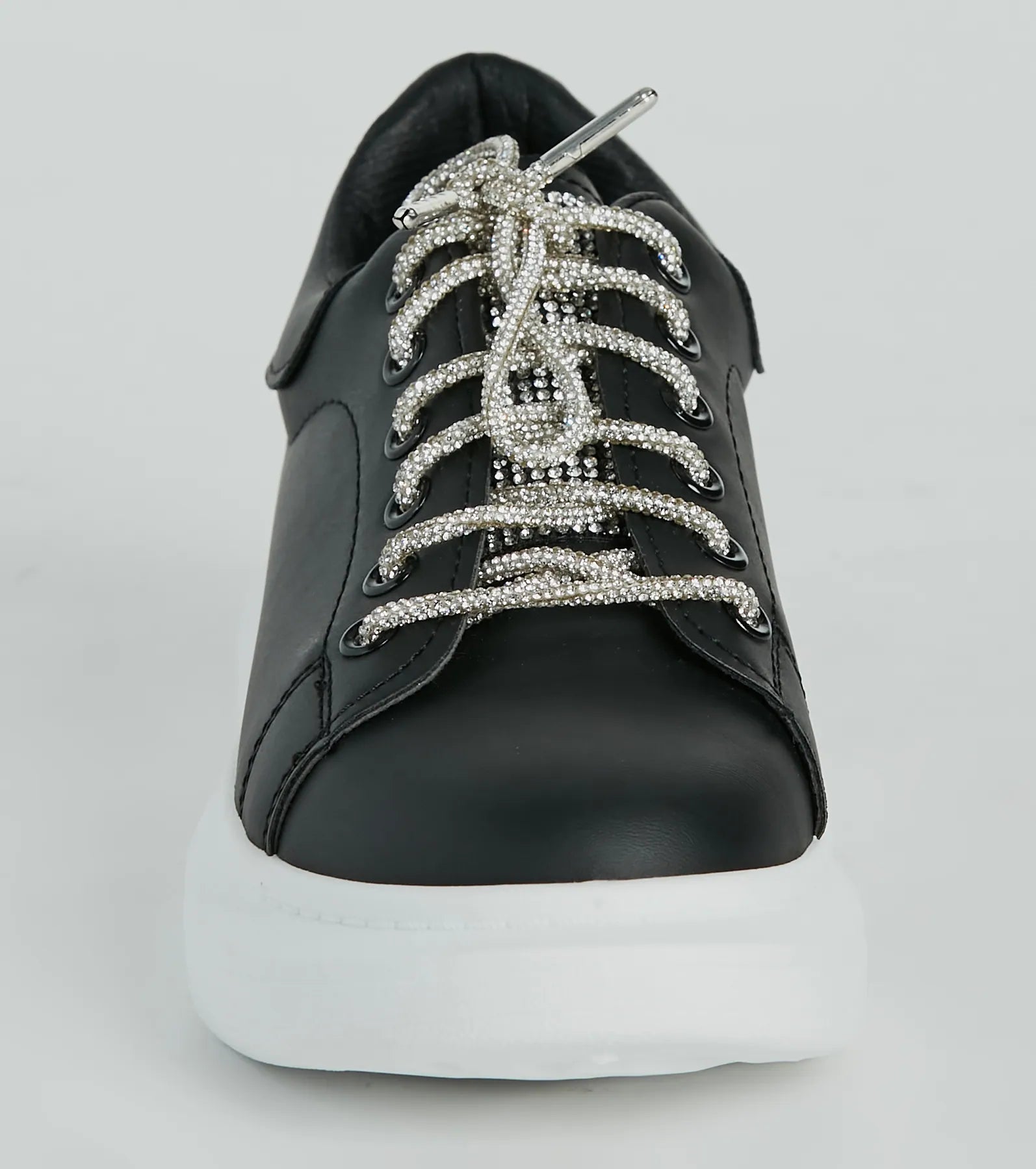 Glam Squad Faux Leather Rhinestone Sneakers