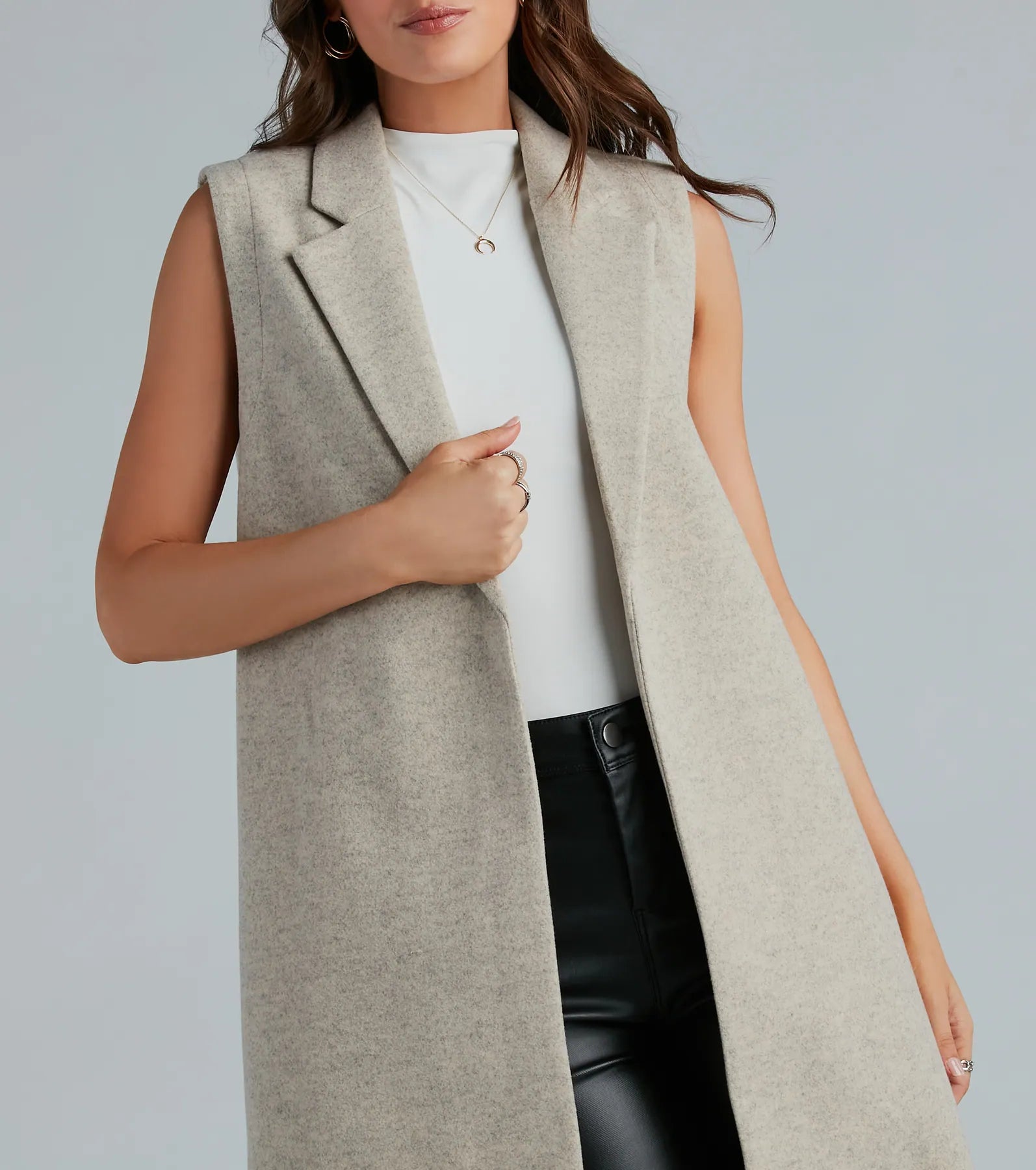 Invested To Style Faux Wool Long Vest