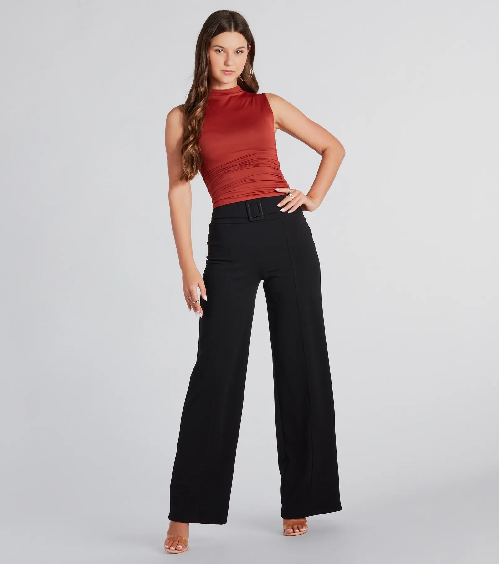 Perfect Look Belt-Detail Trouser Pants