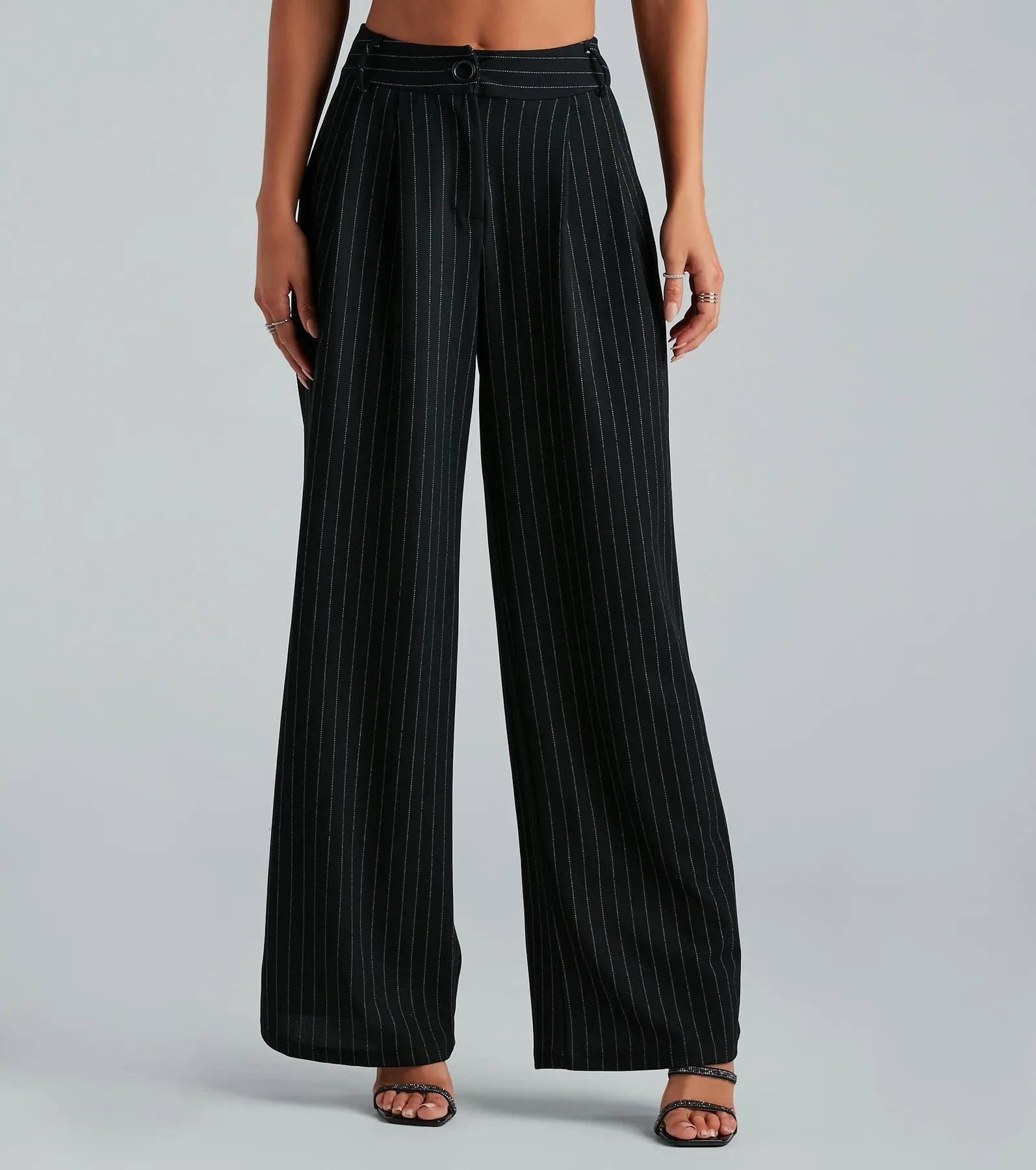 Work It High Rise Pinestripe Trouser Pants