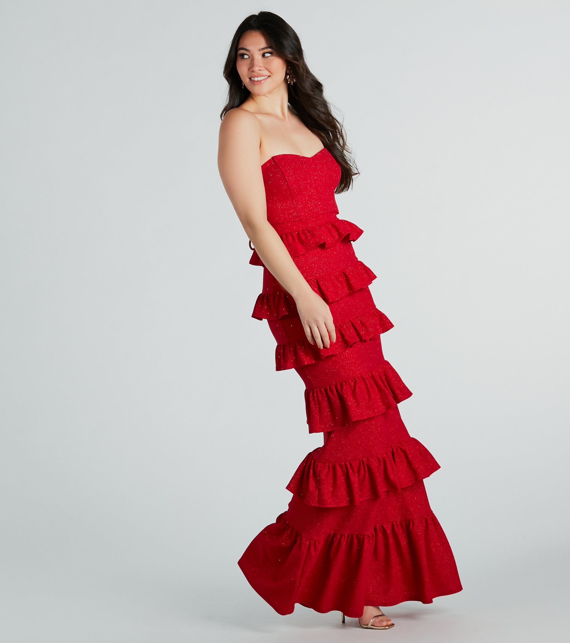 Bridget Formal Glitter Ruffled Long Dress