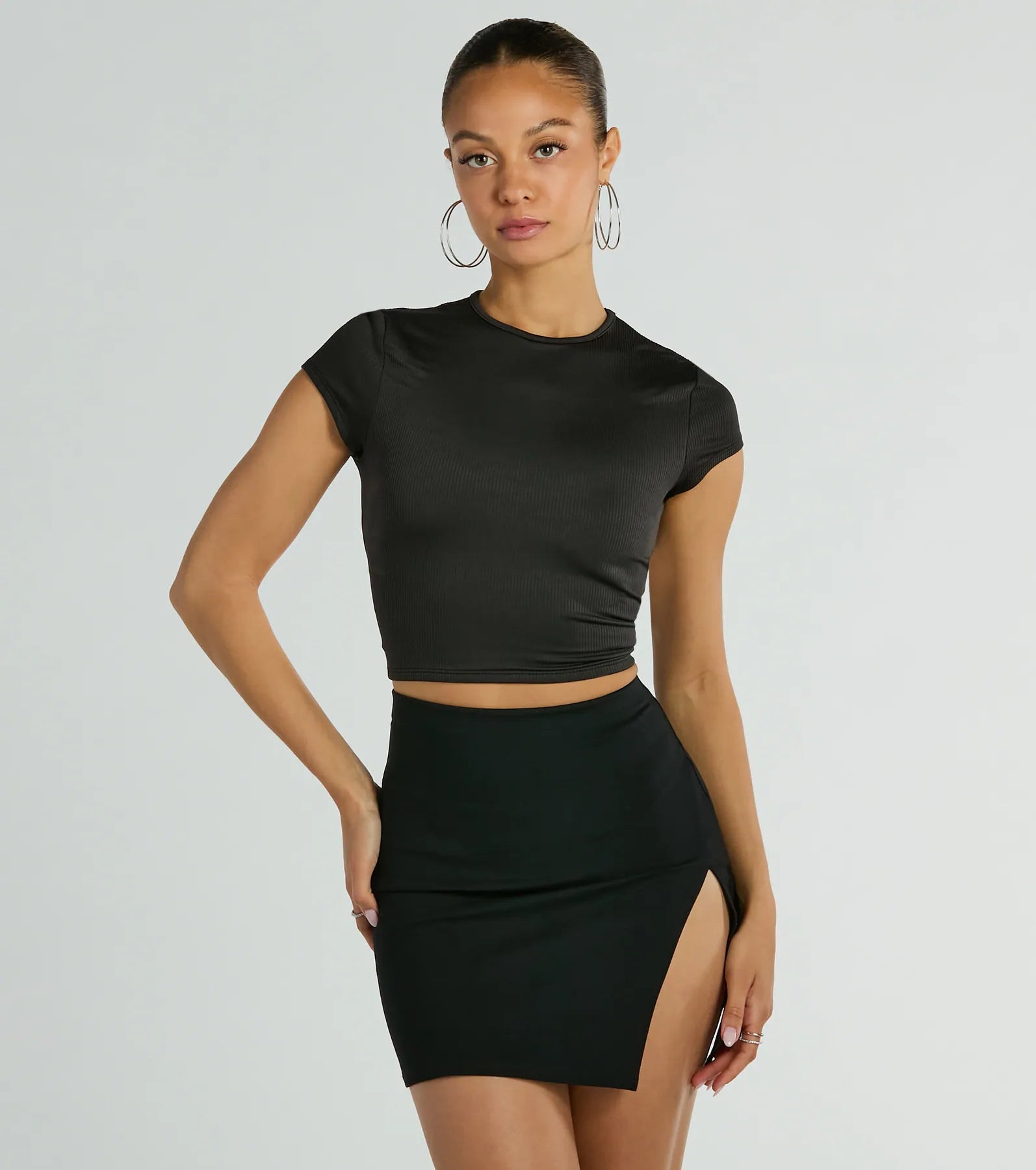 Classy And Chic Slit Ponte Mini Skirt