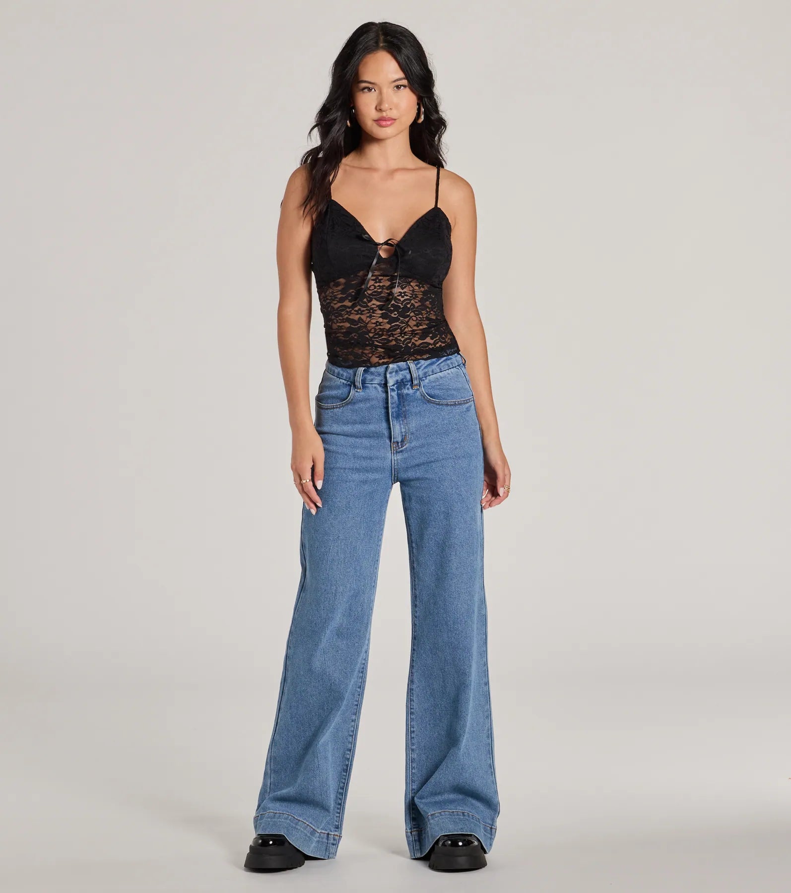 Sheerly Sultry V-Neck Lace Crop Top