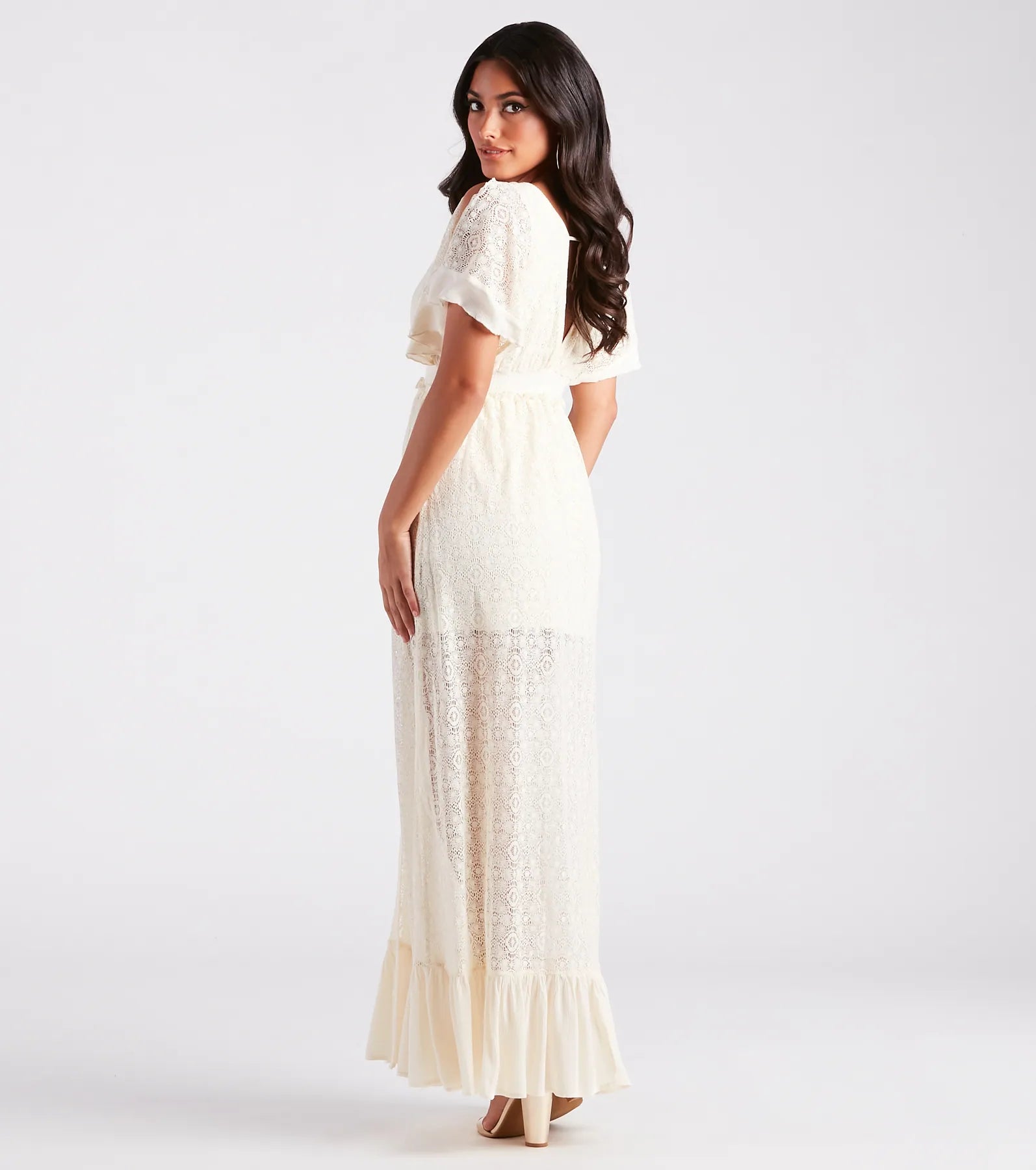 Showcase Your Charm Sheer Lace Maxi Dress