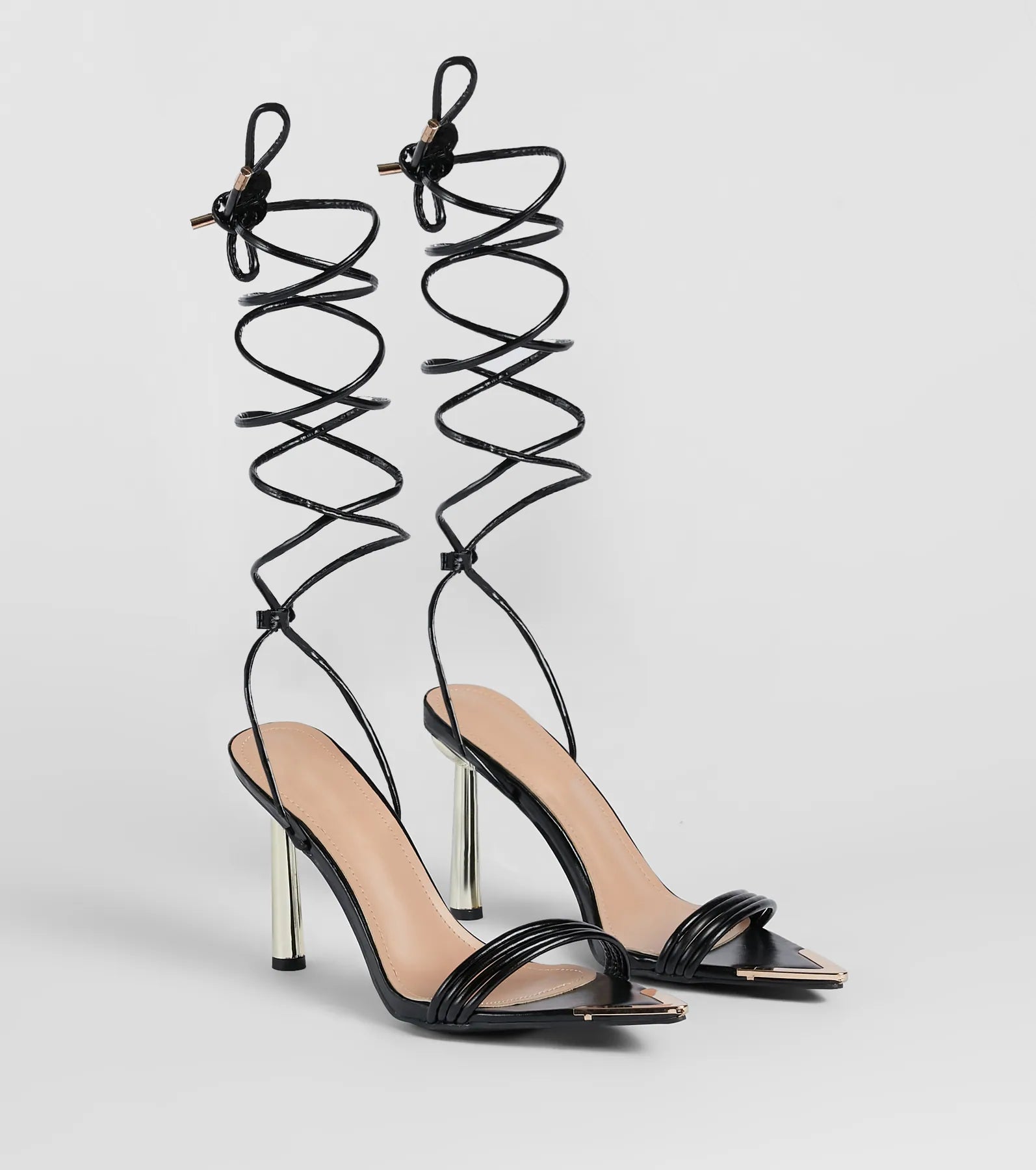 Laced Up In Sleek Style Strappy Stiletto Heels