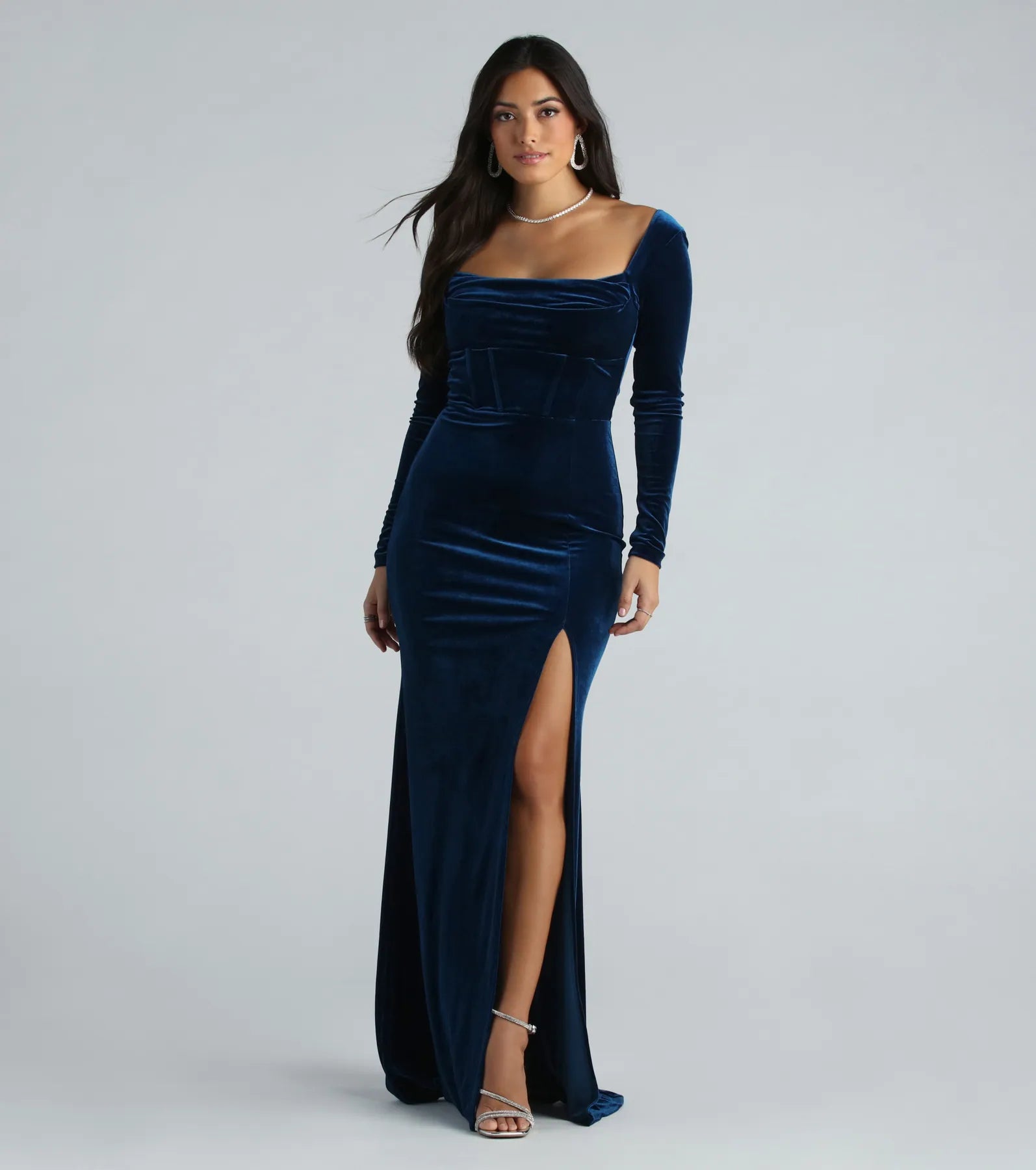 Pam Formal Velvet Long Sleeve Mermaid Dress