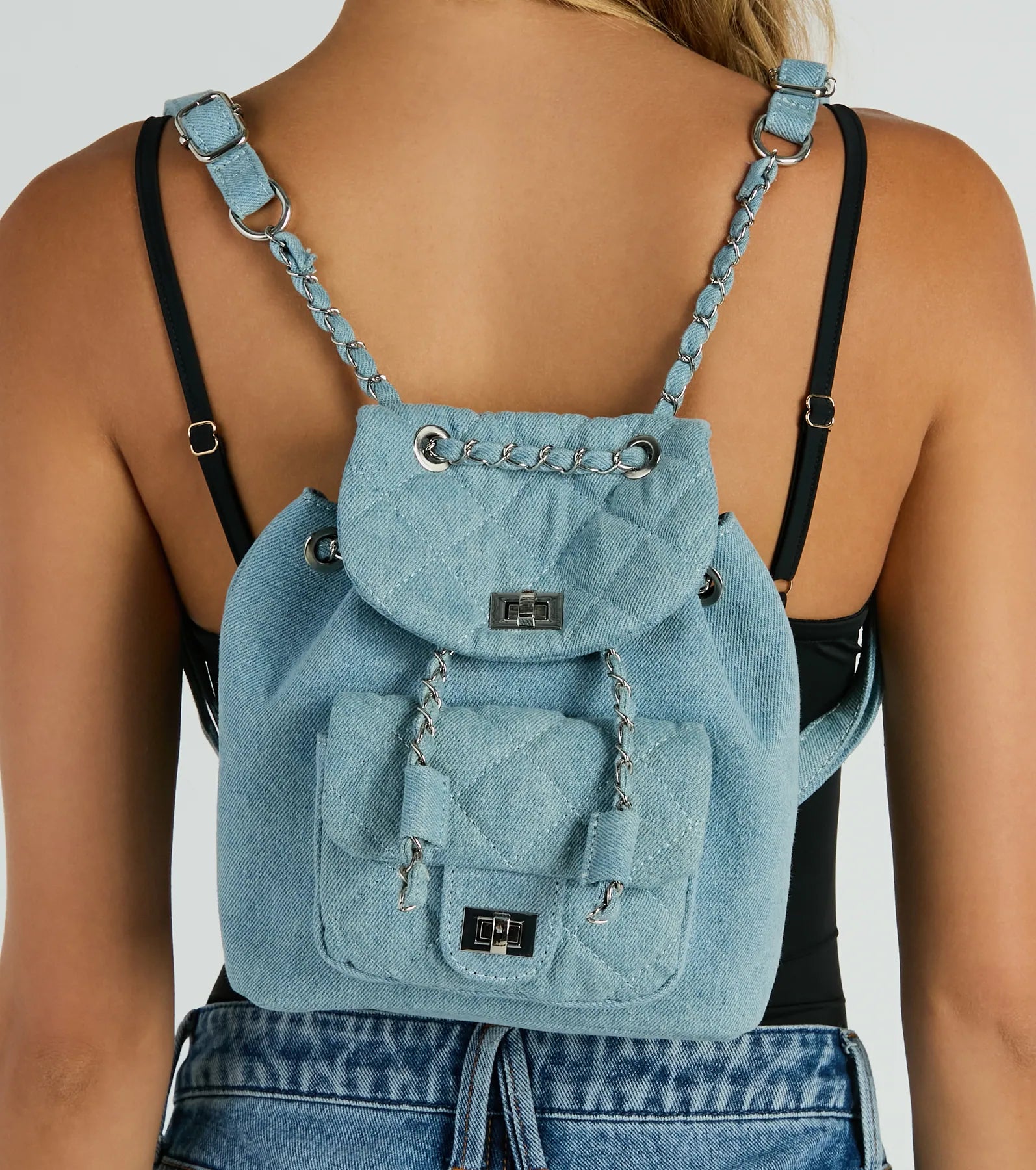 Main One Quilted Denim Mini Backpack