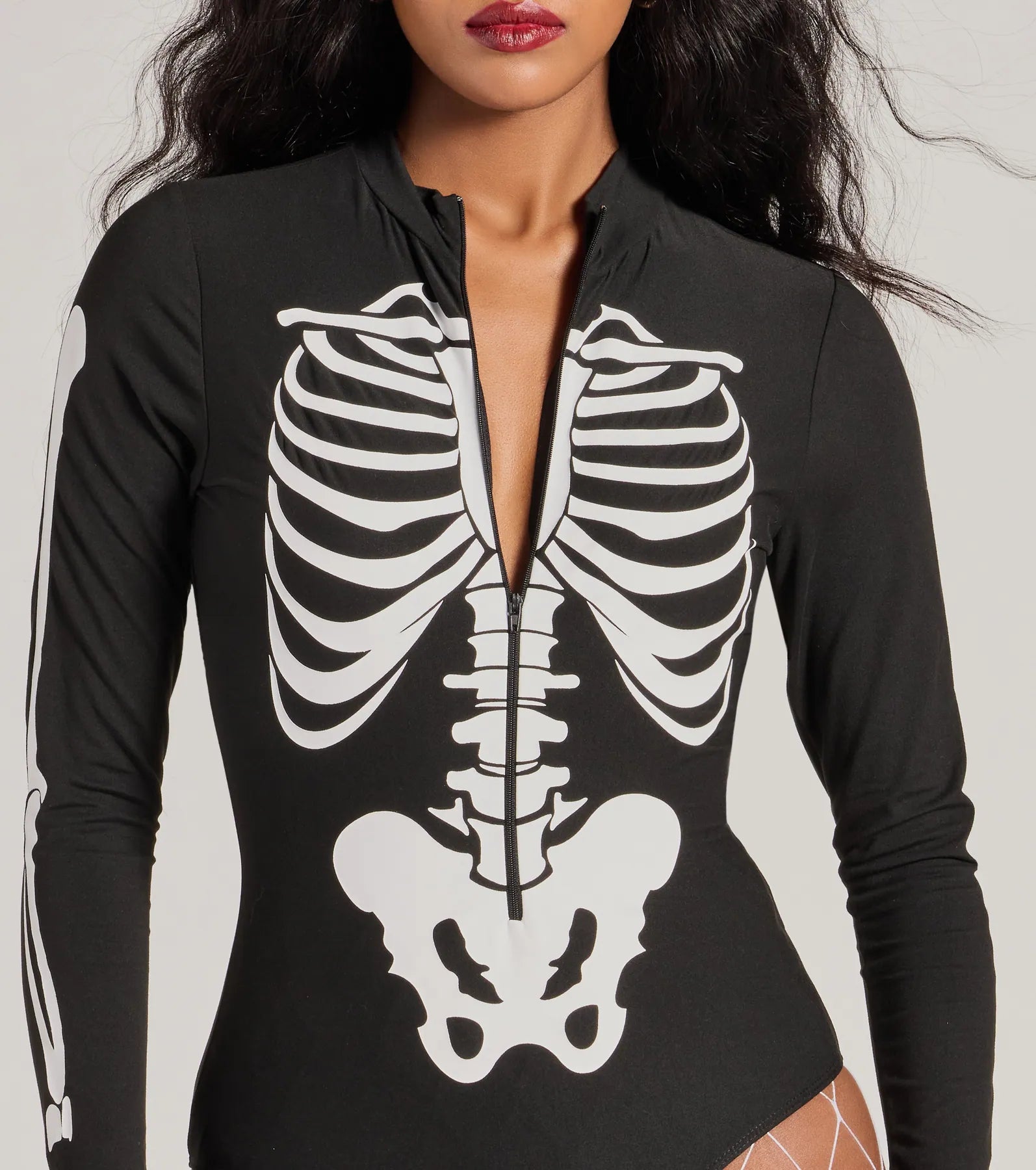 Glam Ghoul Skeleton Print Bodysuit