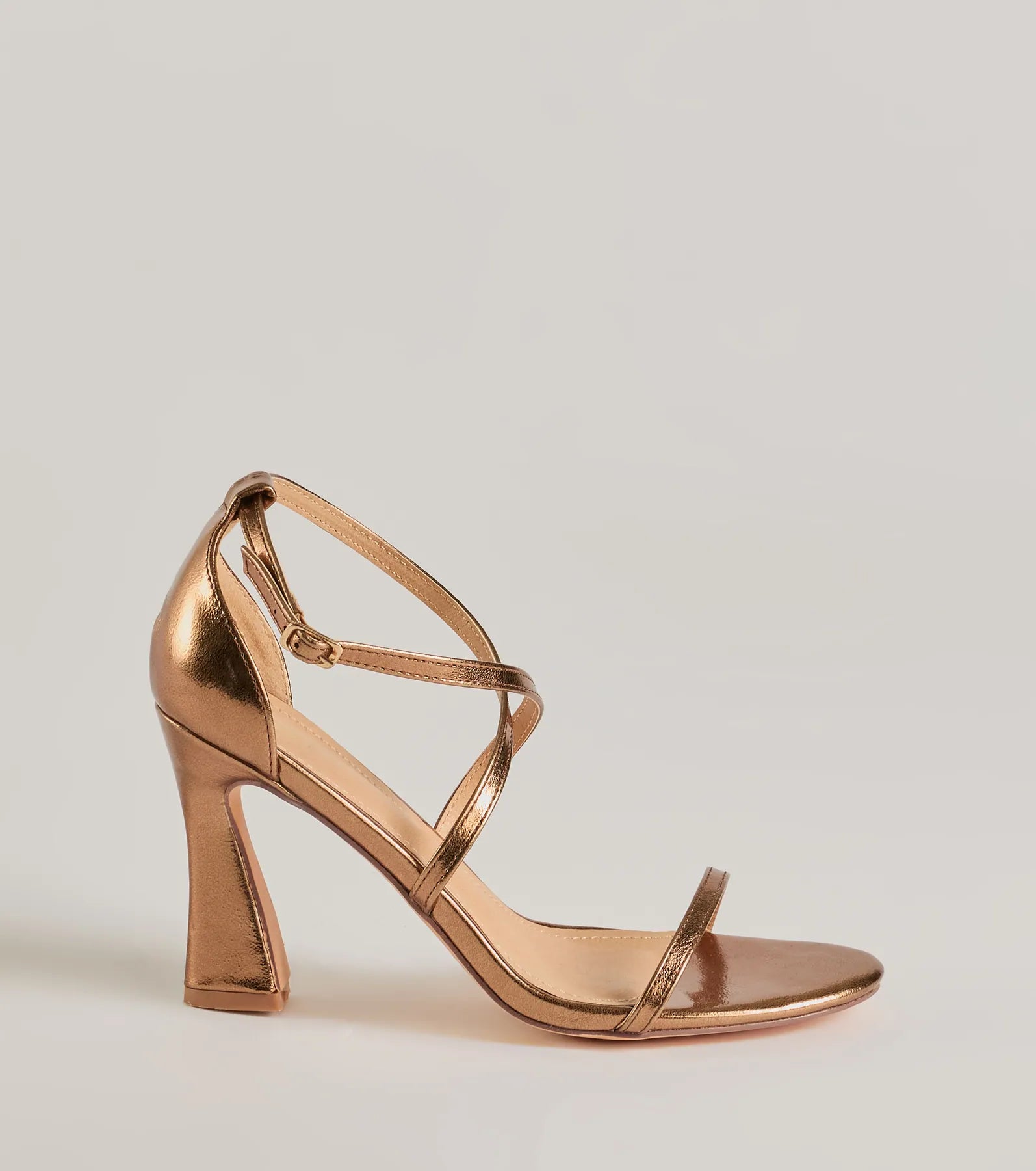 Glam Plans Strappy Metallic Block Heels