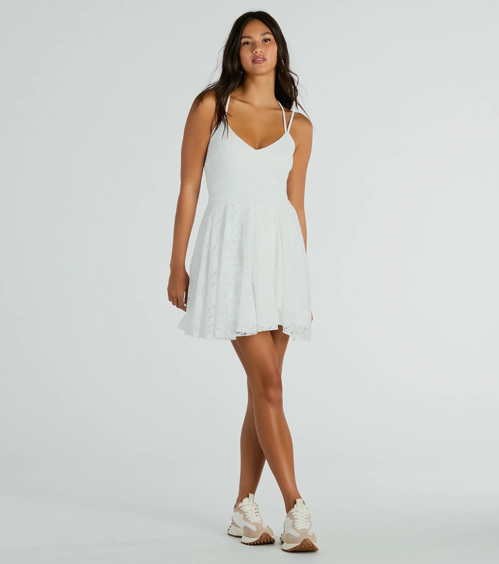 Icing On The Cake V-Neck Lace Skater Dress