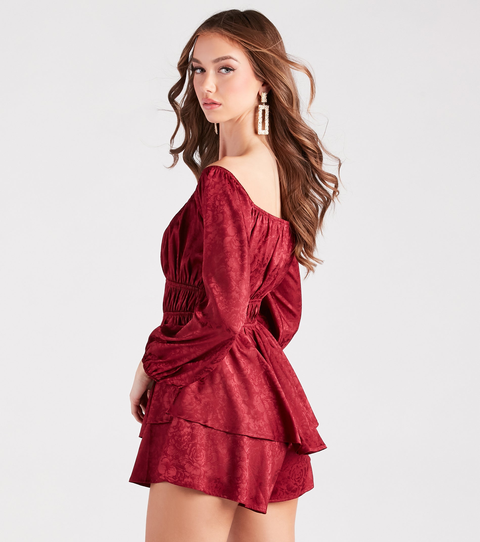 Feels Like Love Floral Jacquard Satin Romper