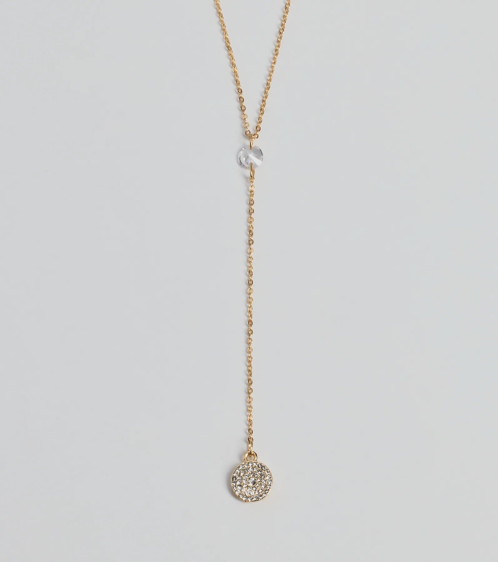 Dainty Glam Rhinestone Chain Lariat Necklace