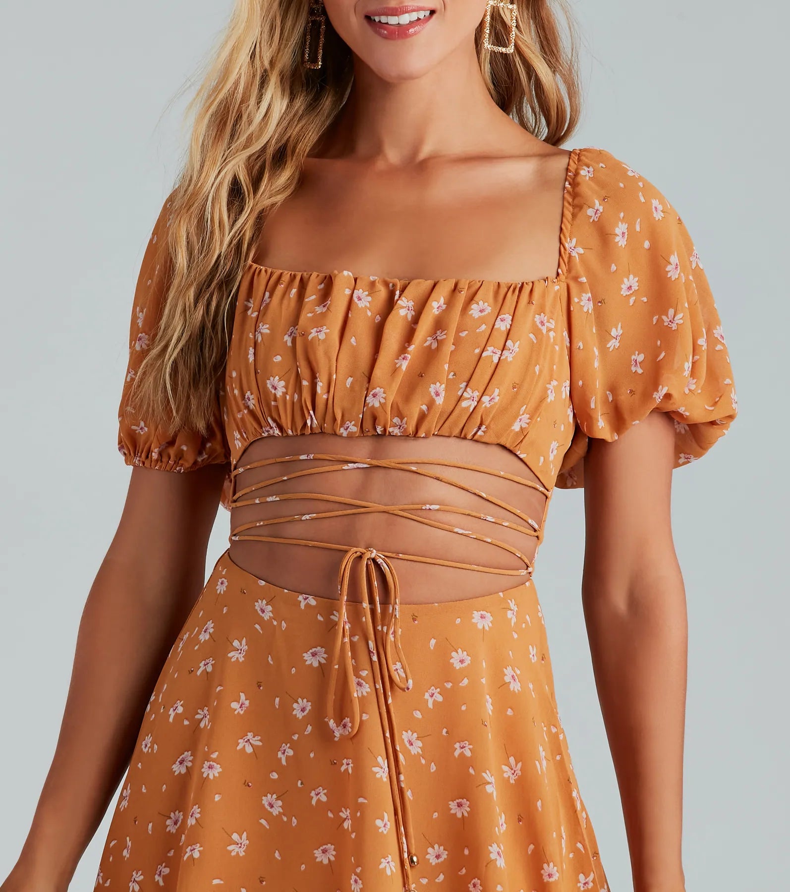 Picking Daisies Chiffon Strappy Skater Dress