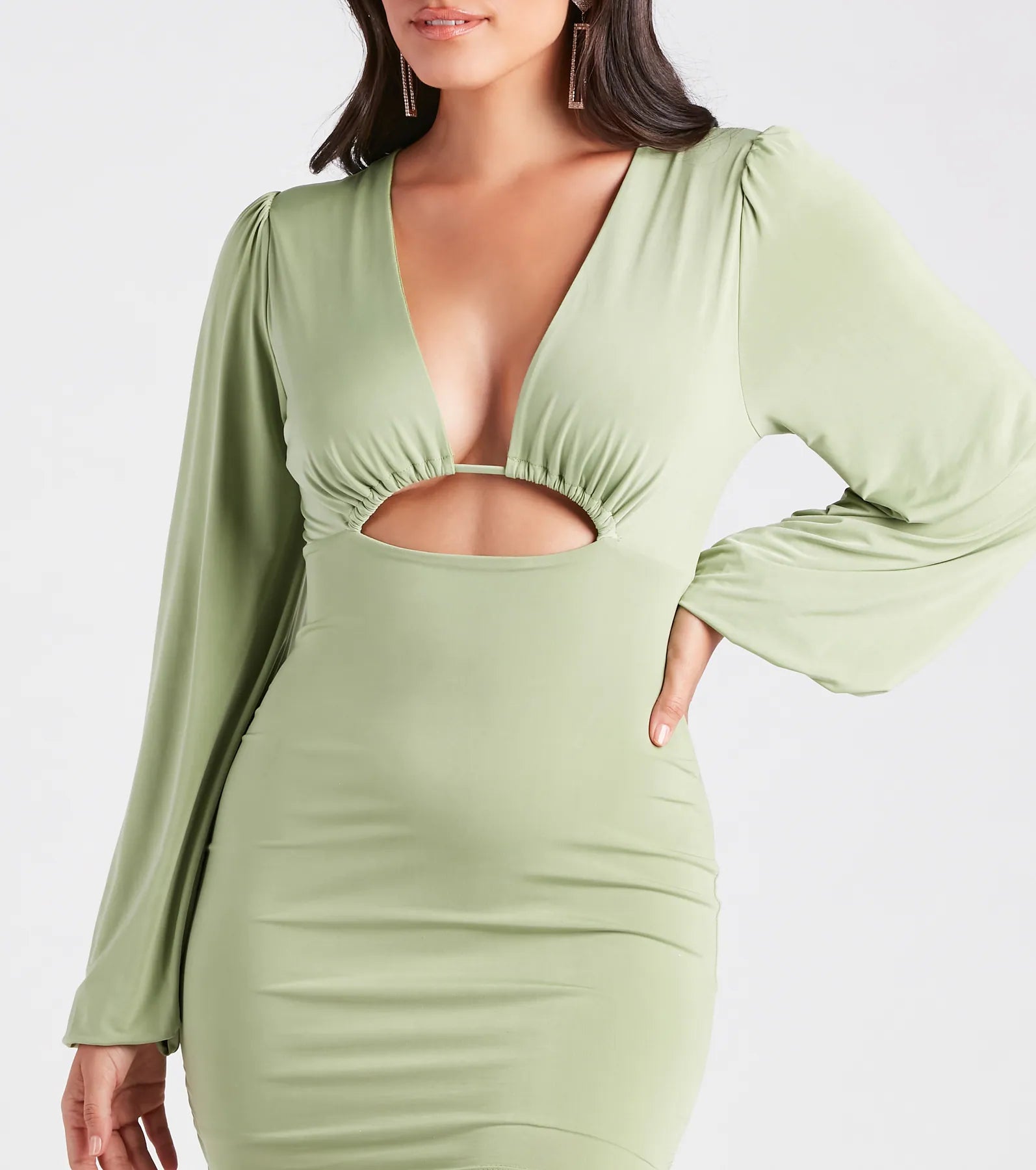 Cut Out The Drama Plunge Neck Mini Dress