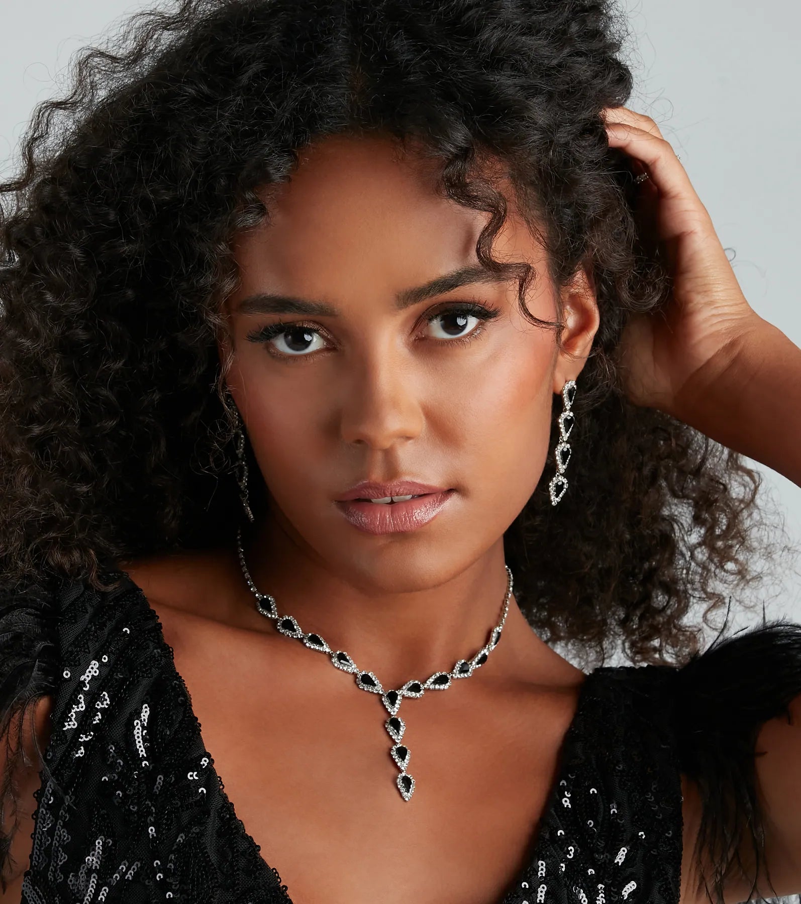 Elevate The Drama Gemstone Necklace And Earrings Set