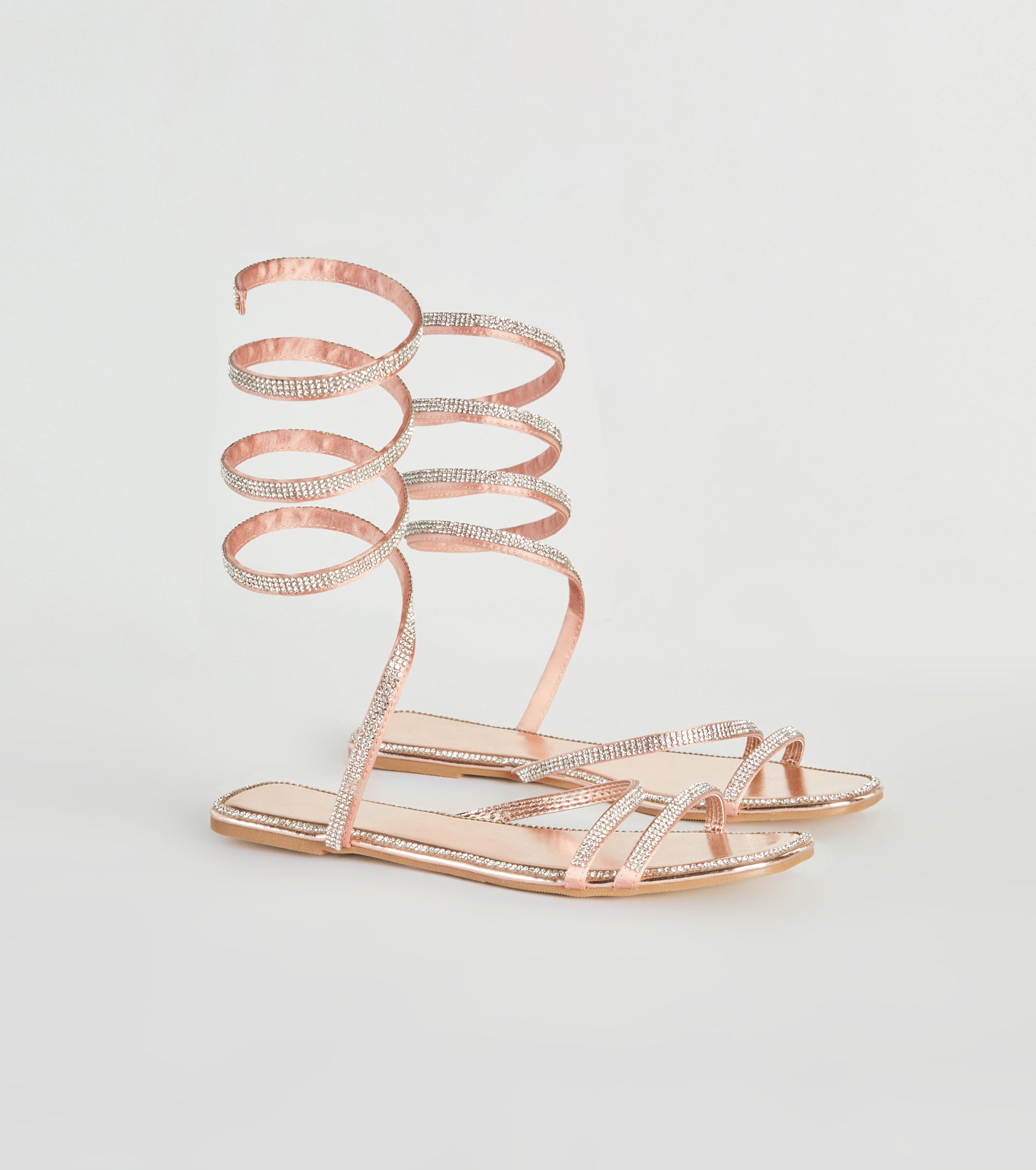 For A Spin Rhinestone Spiral Flat Sandals