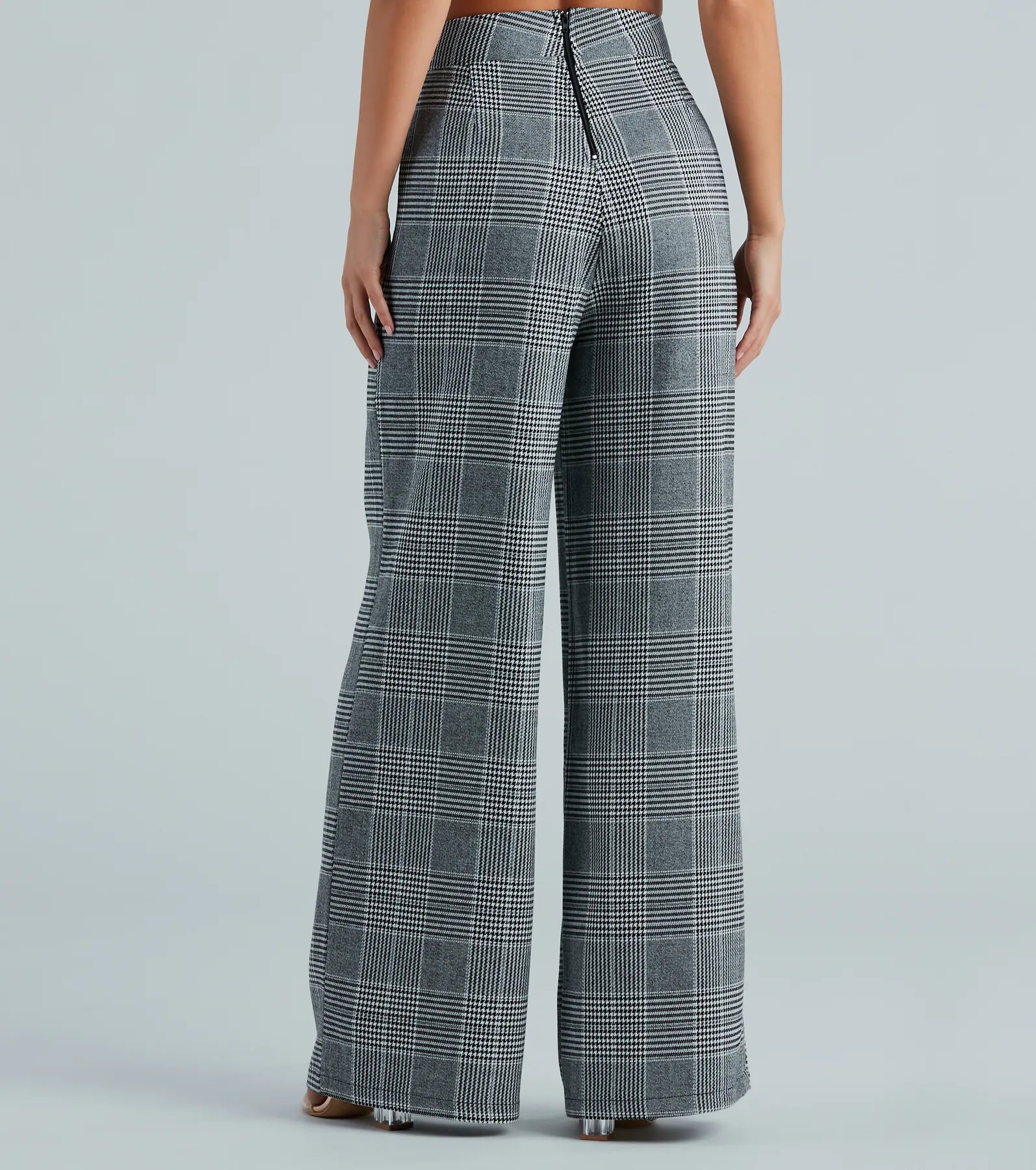 Power Hour Plaid Wide-Leg Trouser Pants