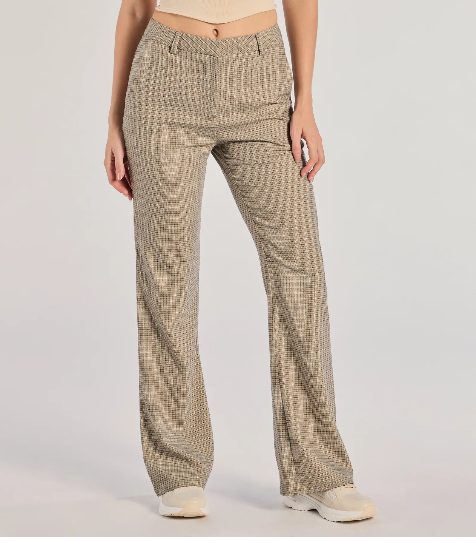 Checkered And Chic High-Waist Plaid Pants