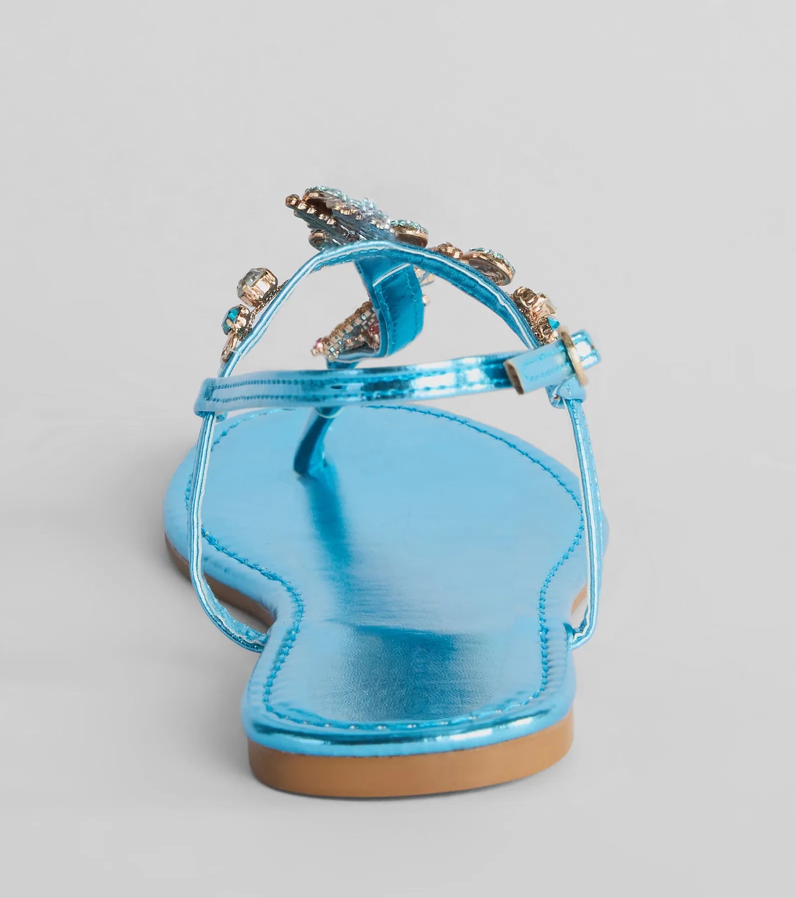 Sea Me Now Rhinestone Starfish Flat Sandals