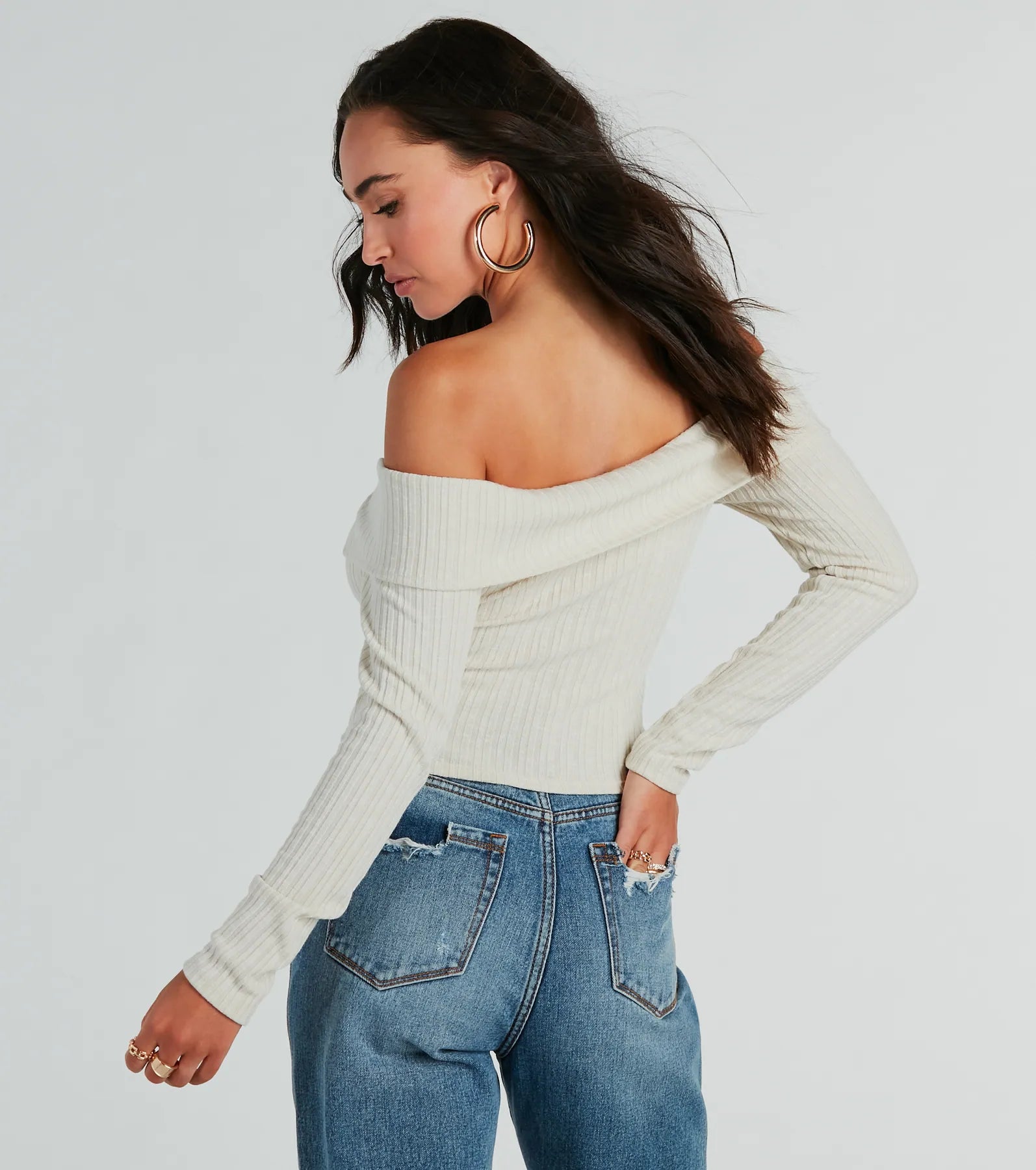 Cutely Charming Off-The-Shoulder Zipper Top