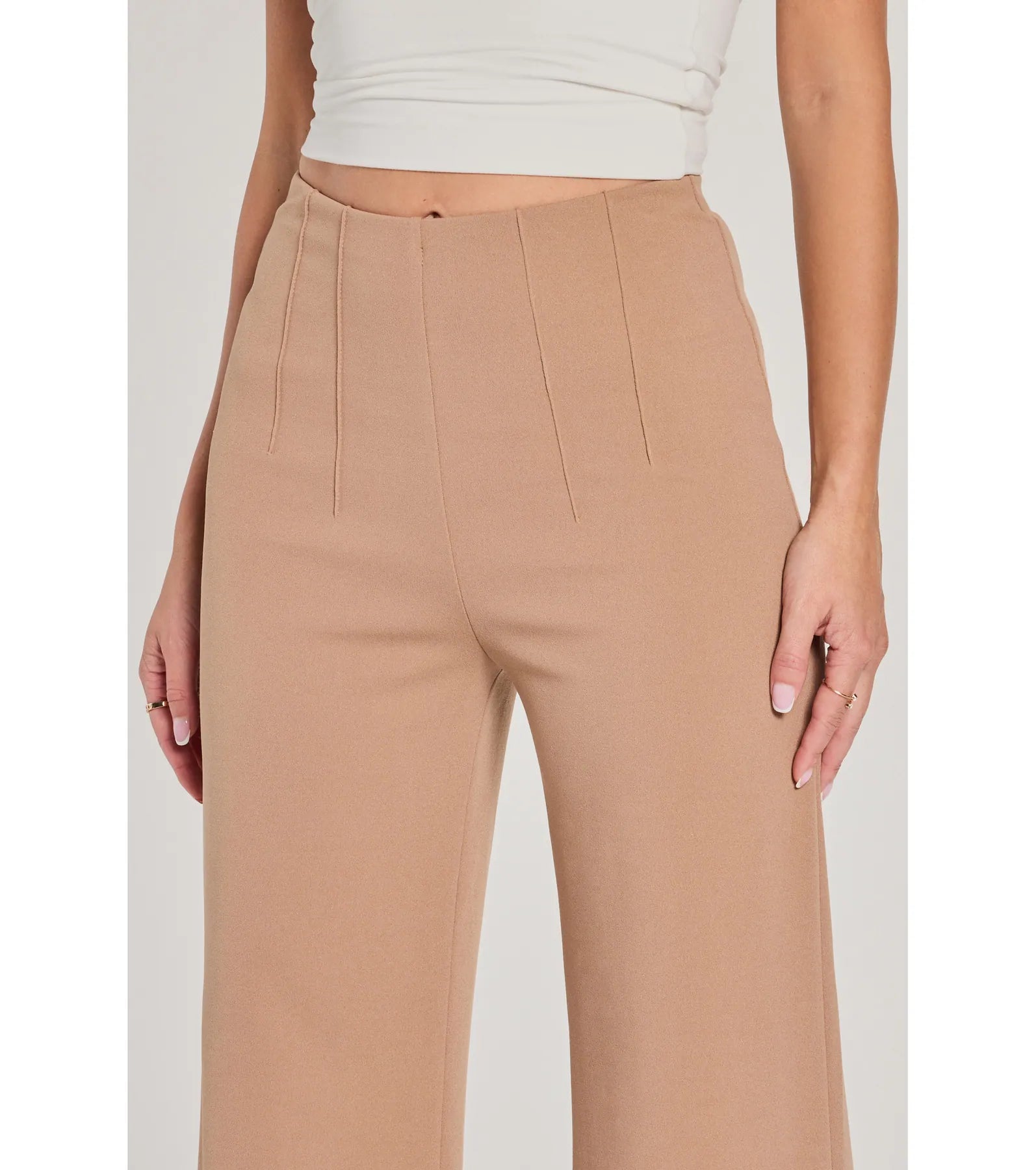 Stylish Impression High Rise Straight Leg Trouser Pants