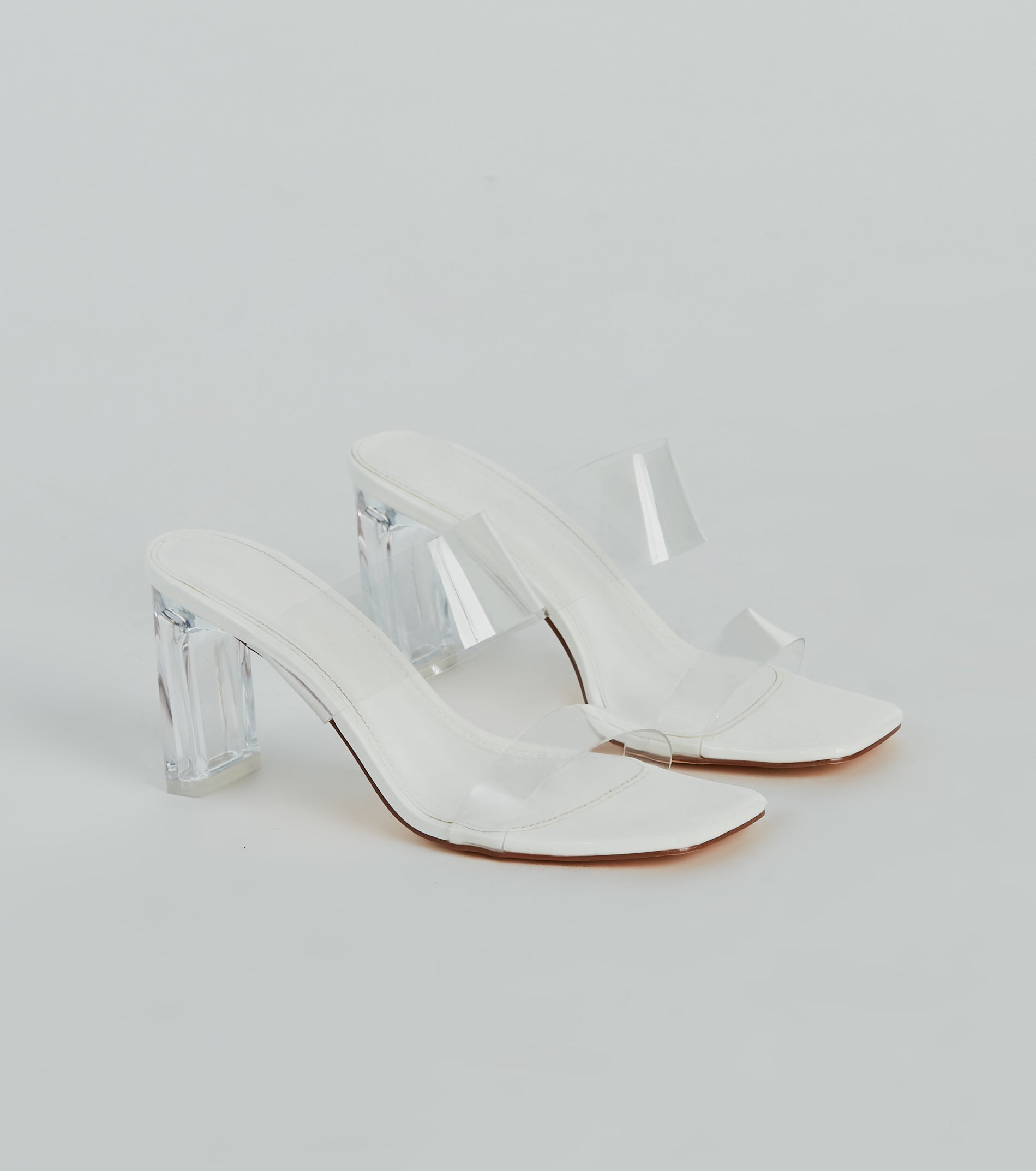 Style So Clear Strap Metallic Block Heel Mules