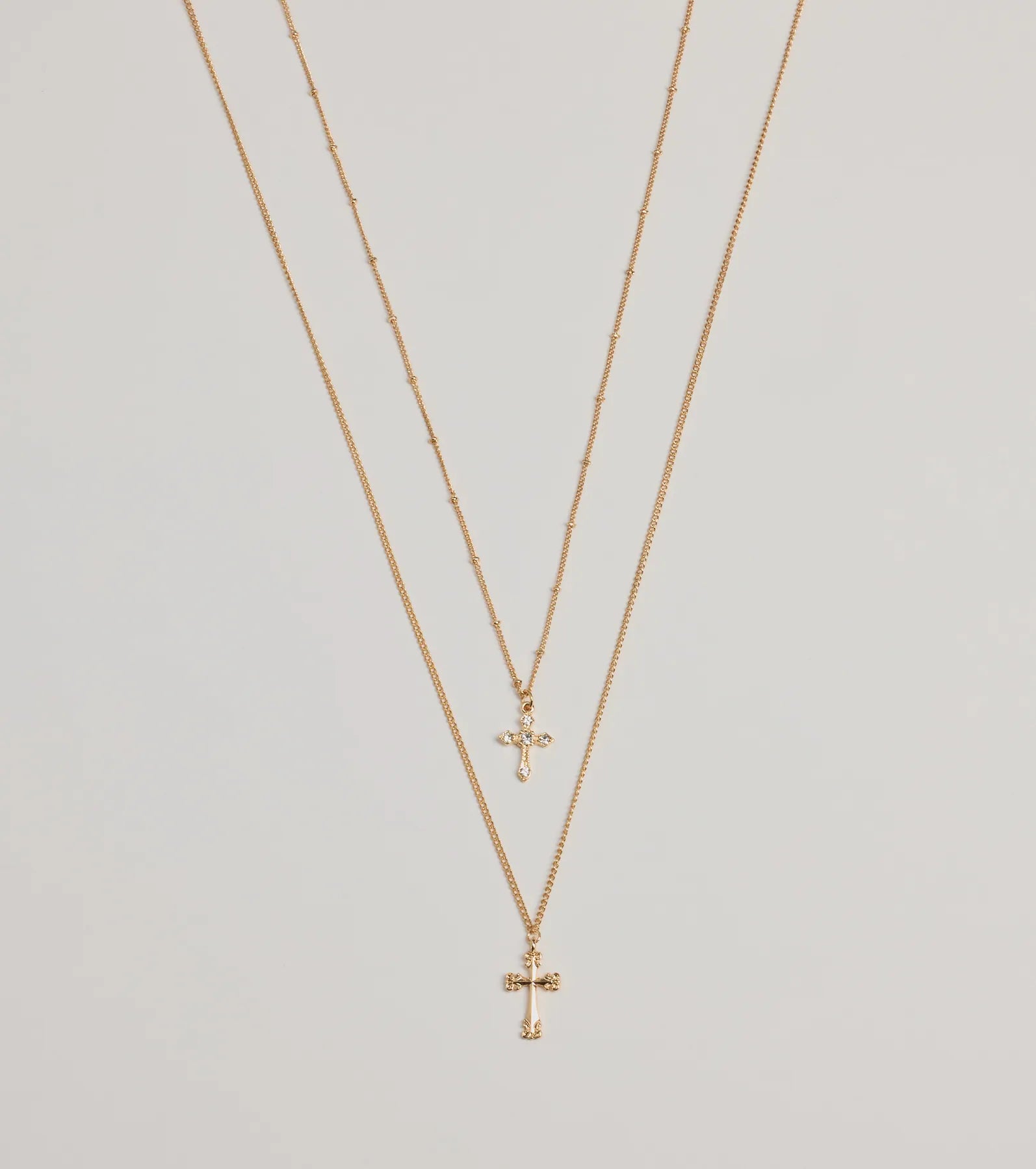 Joyful Glam Layered Cross Charm Necklace