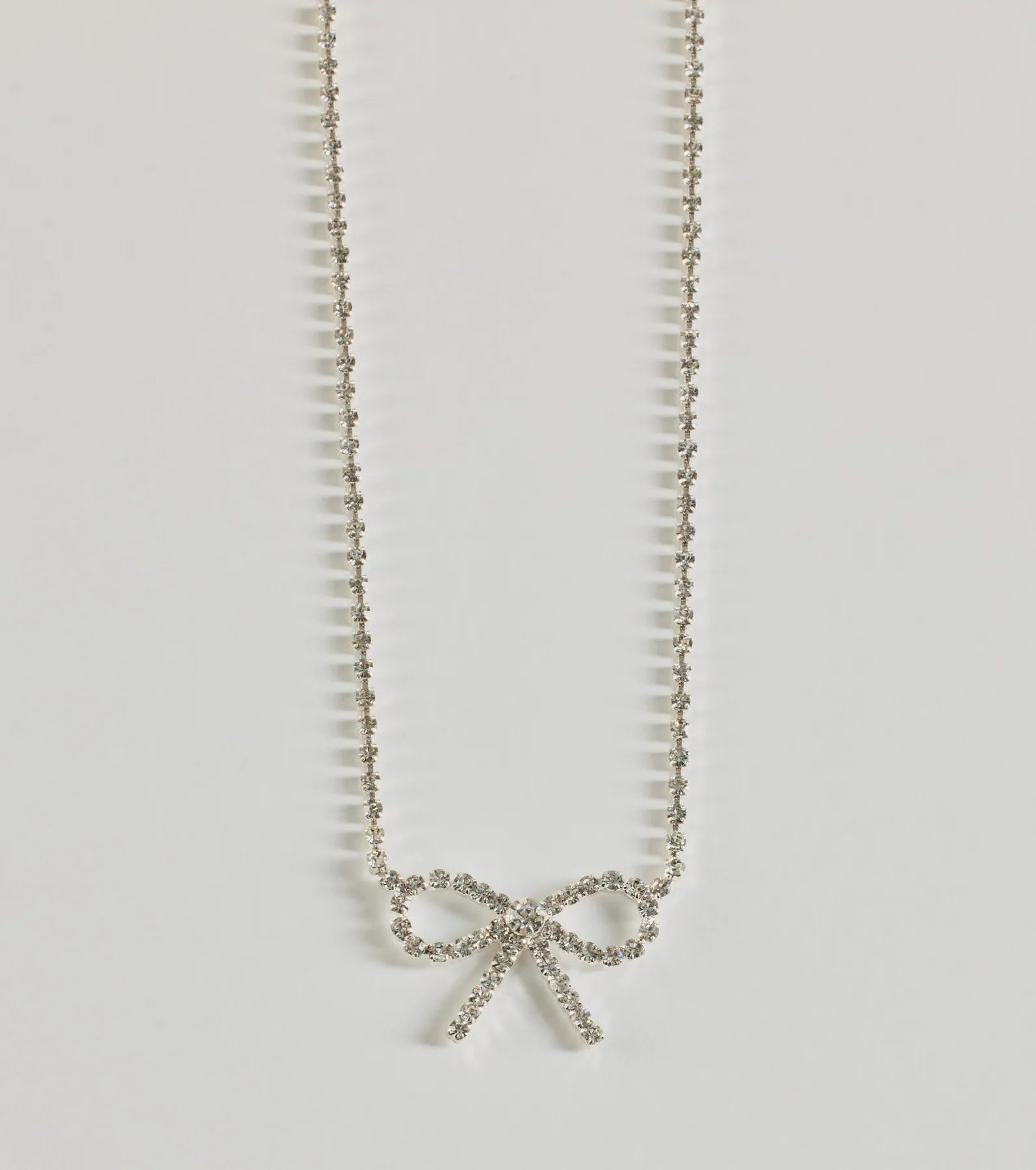 Cute Glamour Rhinestone Bow Necklace