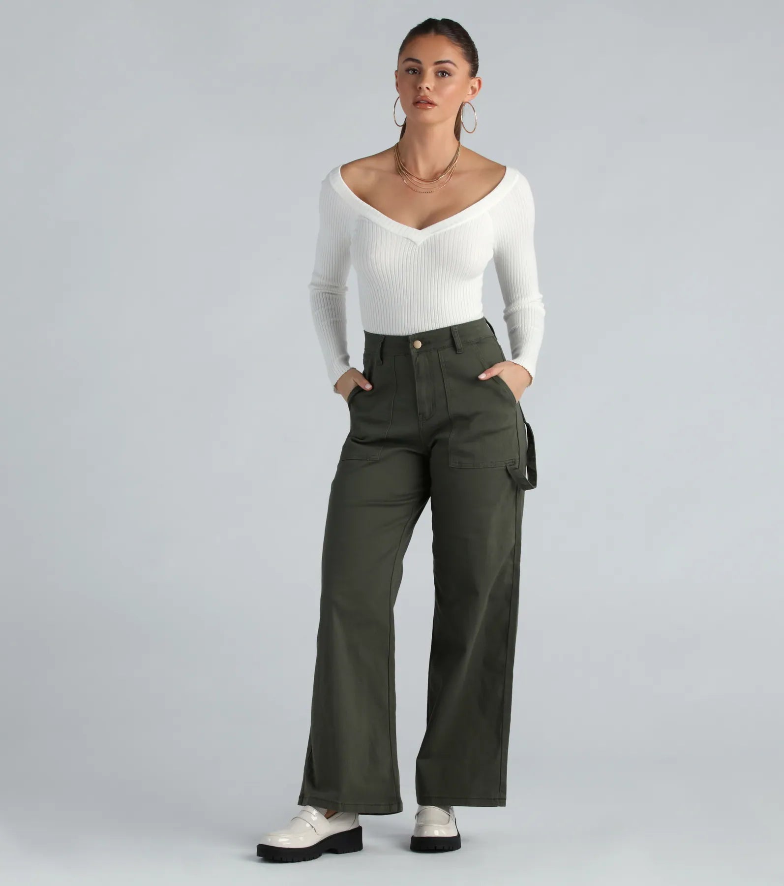 High-Rise Wide-Leg Carpenter Pants