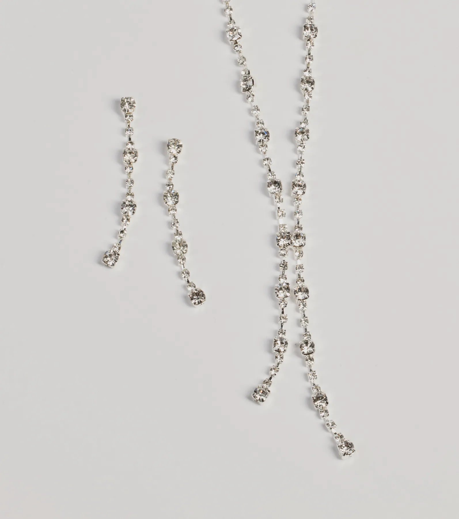 Glam Shine Rhinestone Lariat Necklace Set