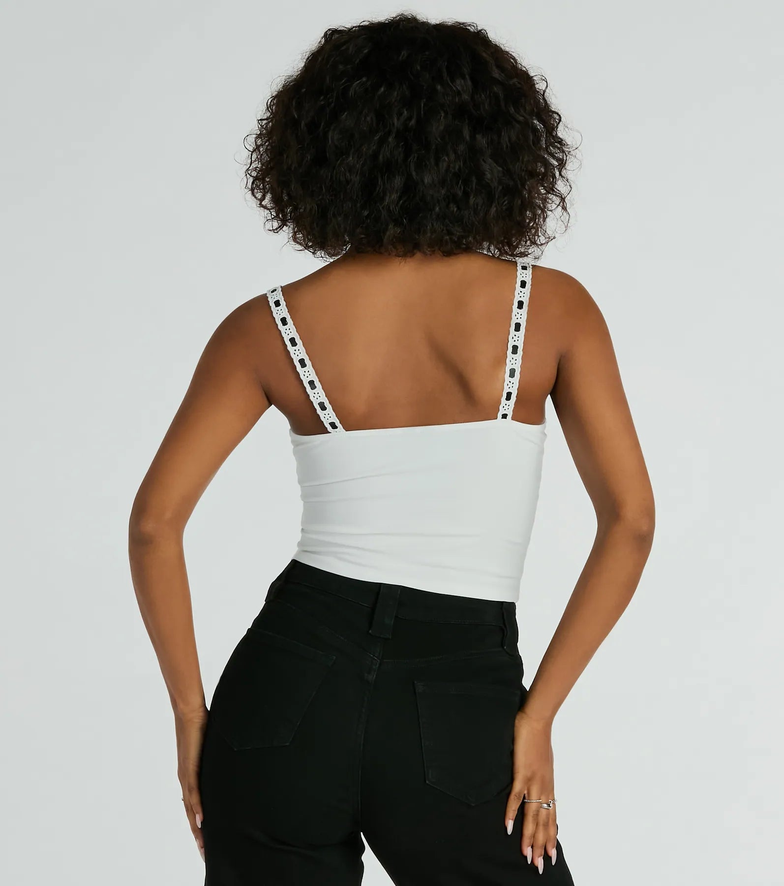 Simply Delicate Lace Trim Bow Crop Top