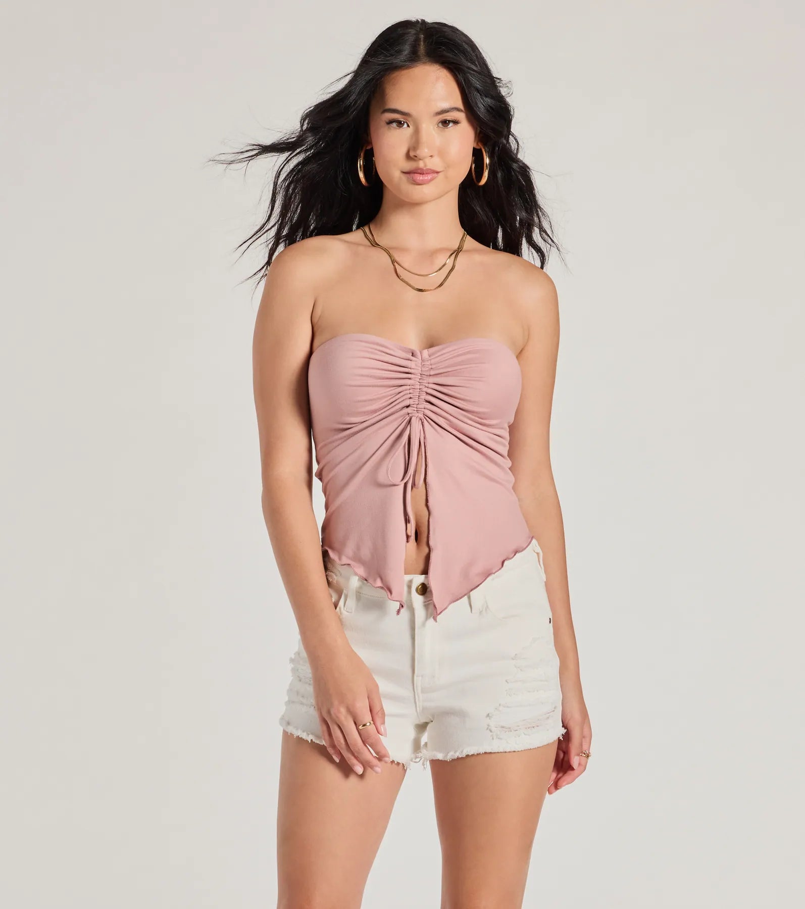 Hit The City Strapless Slit Crop Top