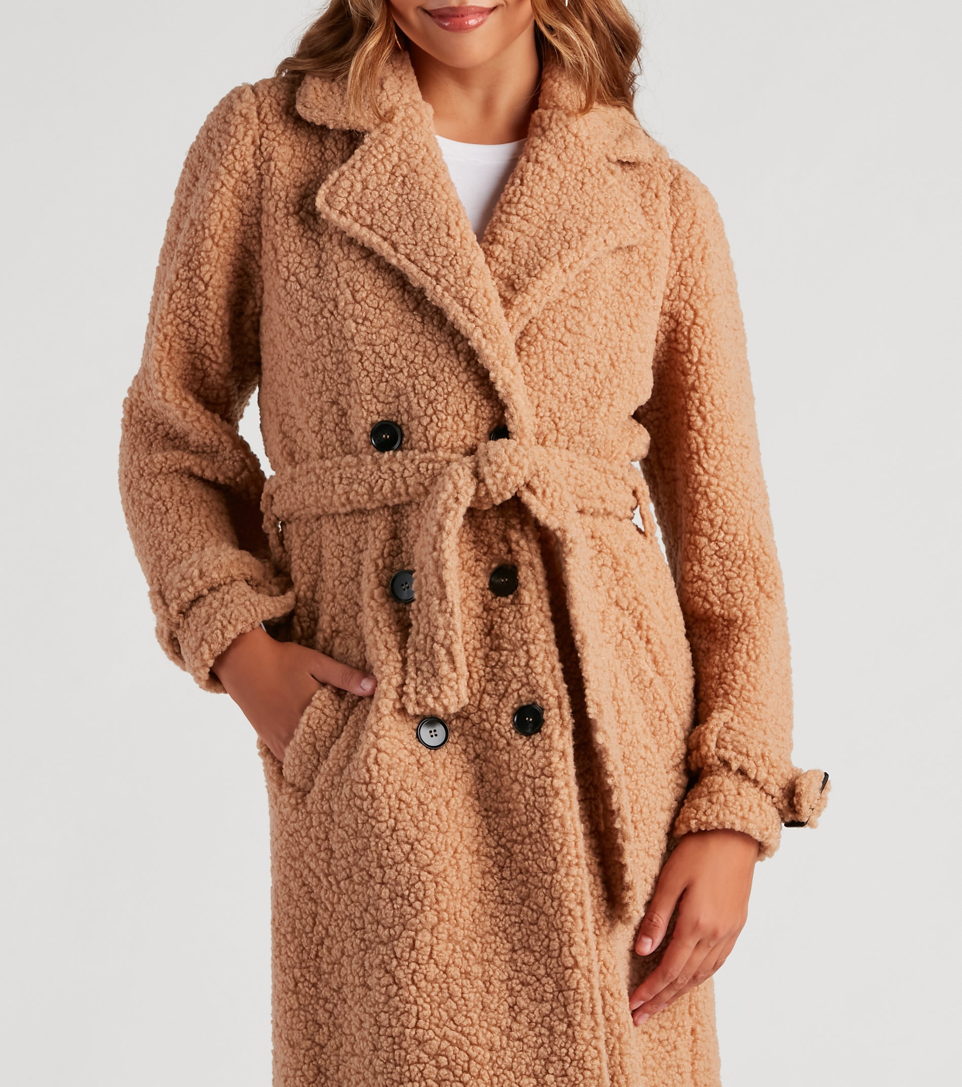 Locking Knit Down Sherpa Long Trench Coat